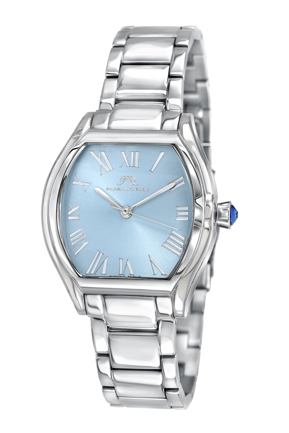 Celine Stainless Steel Silver & Baby Blue Women's Tonneau Watch 1001CCES