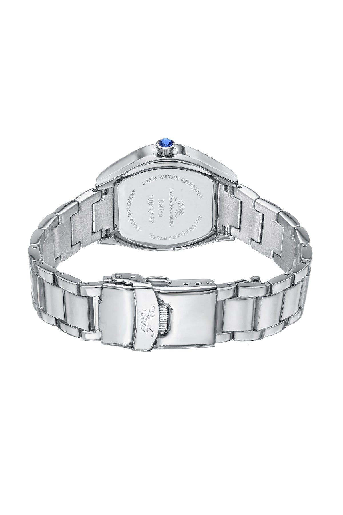 Celine Stainless Steel Silver & Baby Blue Women's Tonneau Watch 1001CCES