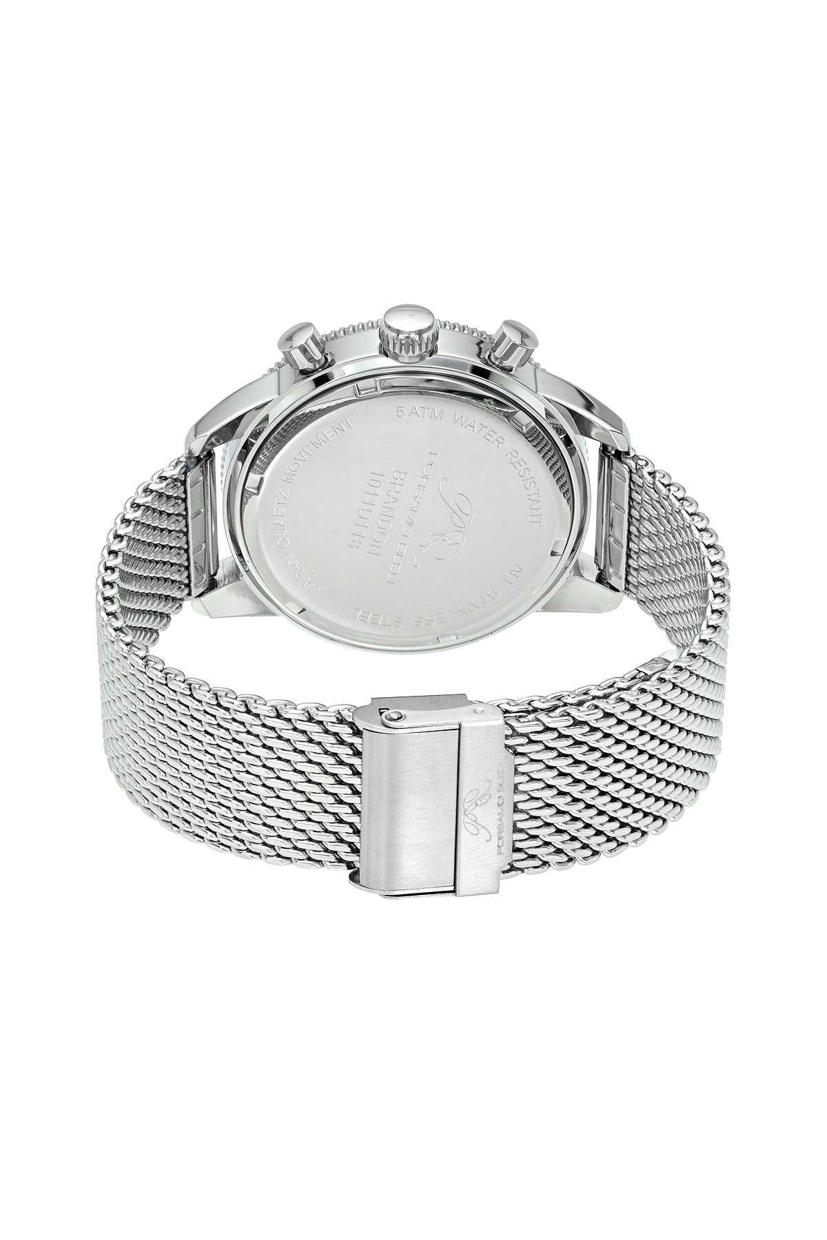 Porsamo Bleu Brandon luxury chronograph men's stainless steel watch, silver, blue 1011DBRS