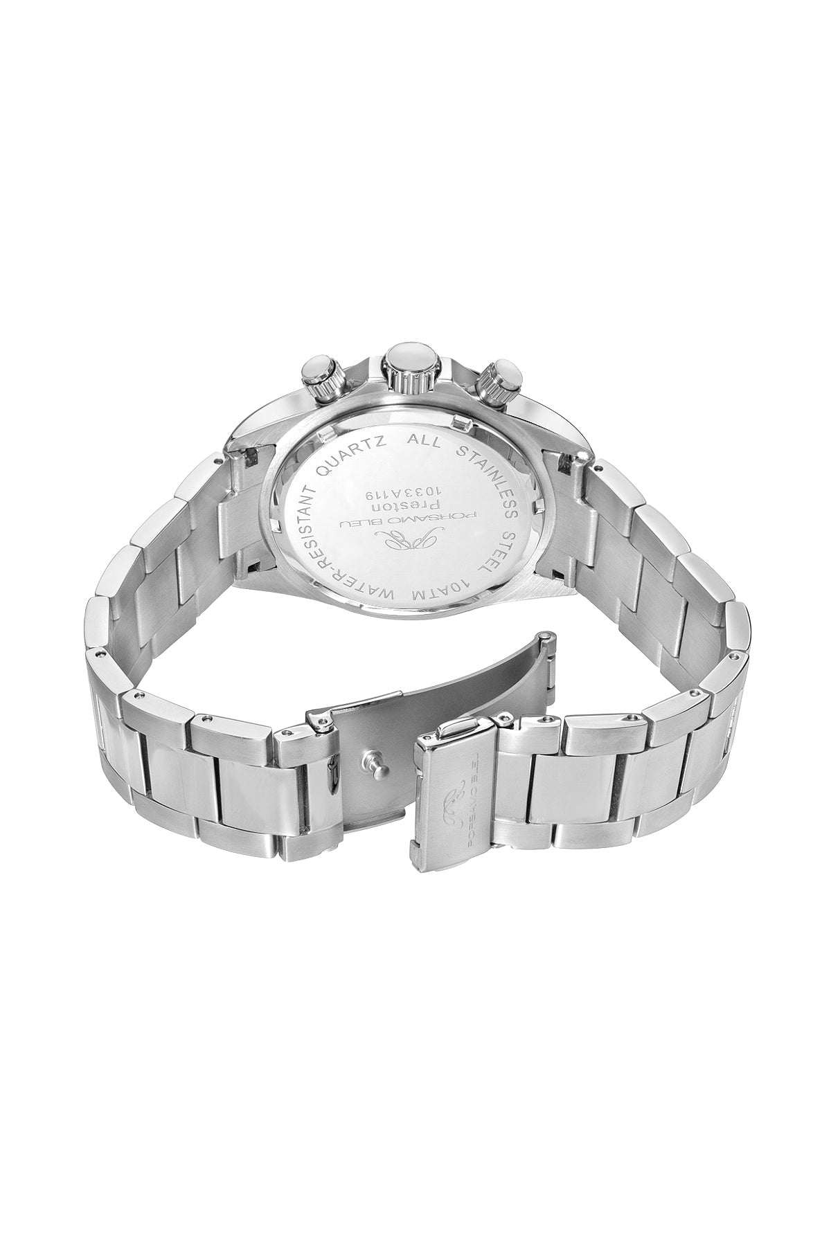 Preston Stainless Steel Silver & Black Men's Multifunction Watch 1032BPRS