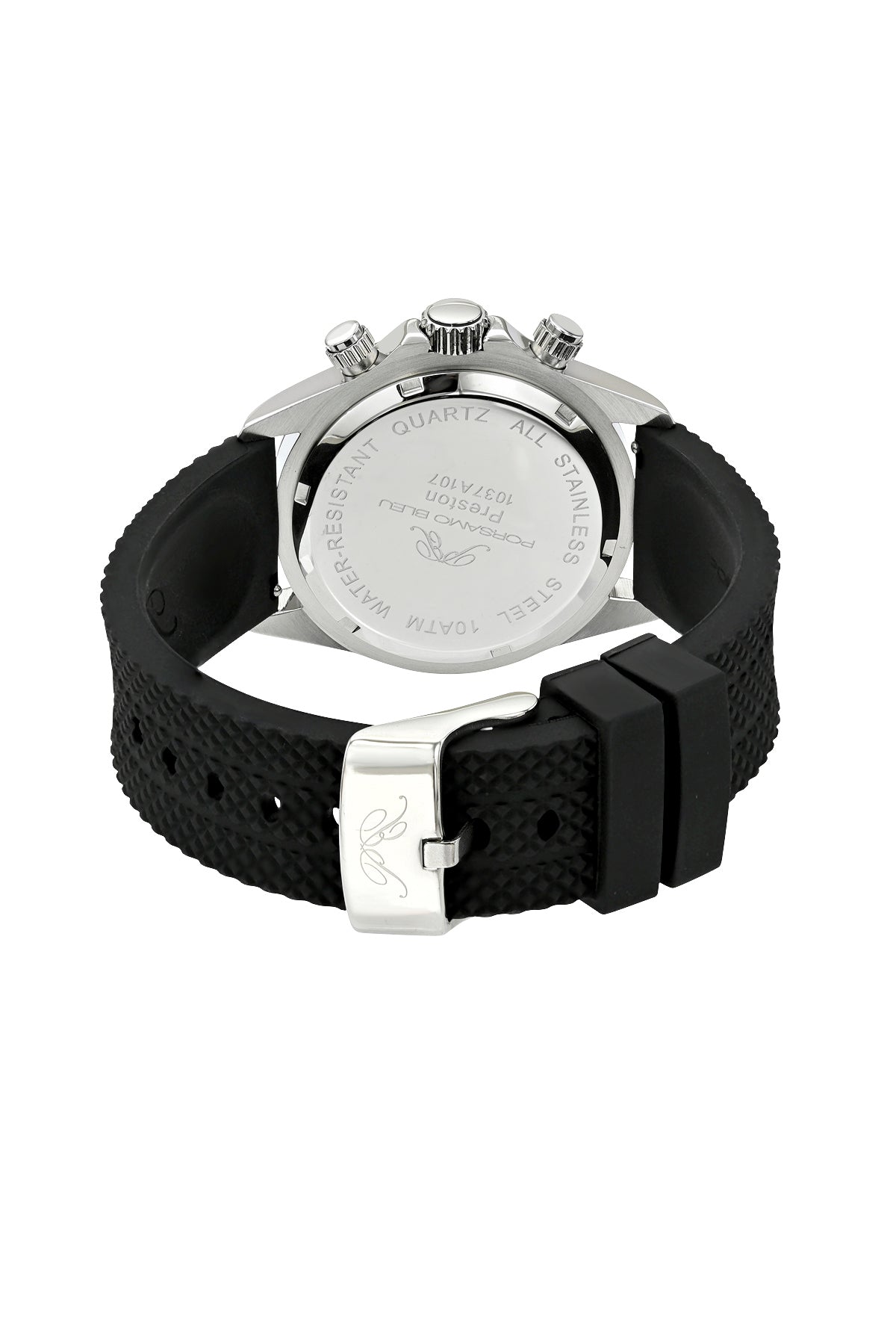 Preston Silicone Silver Tone & Black Men's Multifunction Watch 1037APRR