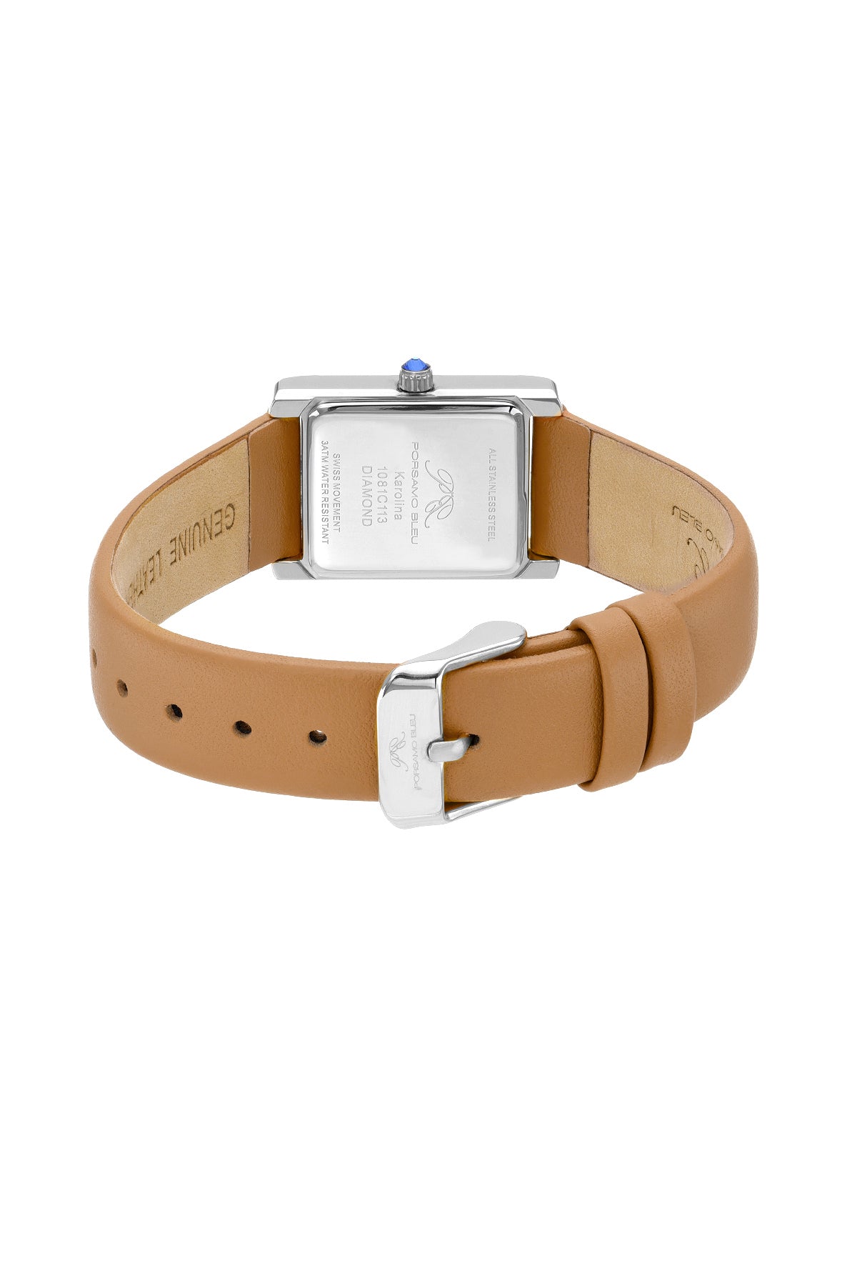 Karolina Genuine Leather Silver & Cognac Women's Diamond Watch 1081CKAL