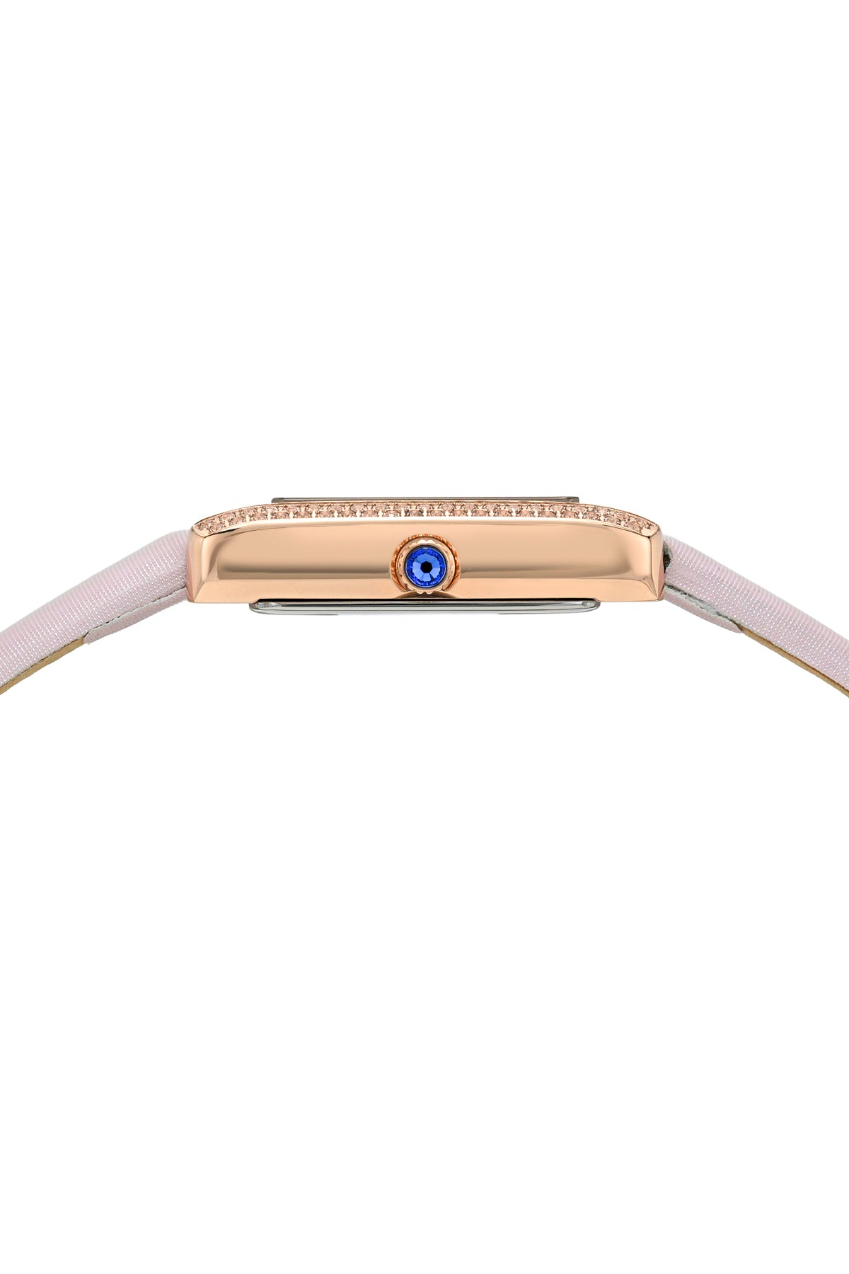 Porsamo Bleu Karolina luxury diamond topaz rectangular women's genuine leather band watch, rose, pink 1085DKAL