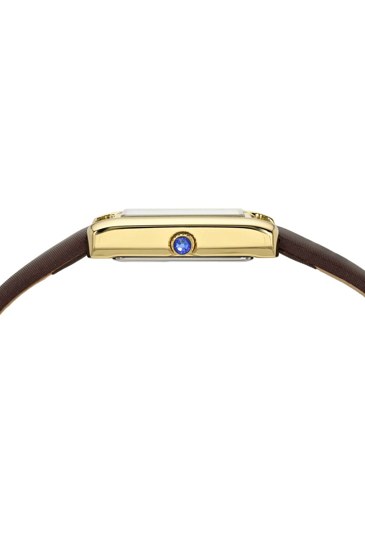 Porsamo Bleu Karolina luxury rectangular women's satin covered genuine leather band watch, gold, brown 1086DKAL