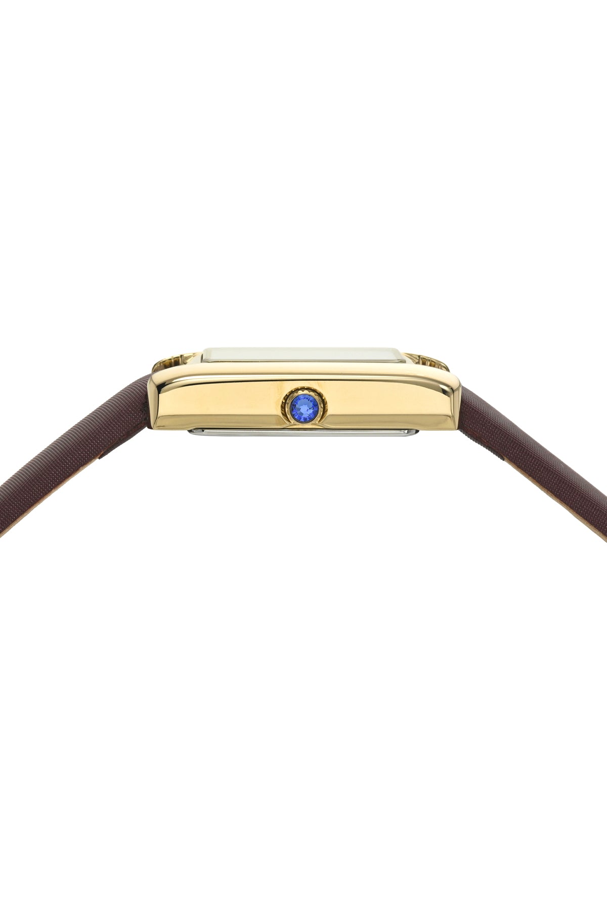 Porsamo Bleu Karolina luxury rectangular women's satin covered genuine leather band watch, gold, brown 1086DKAL