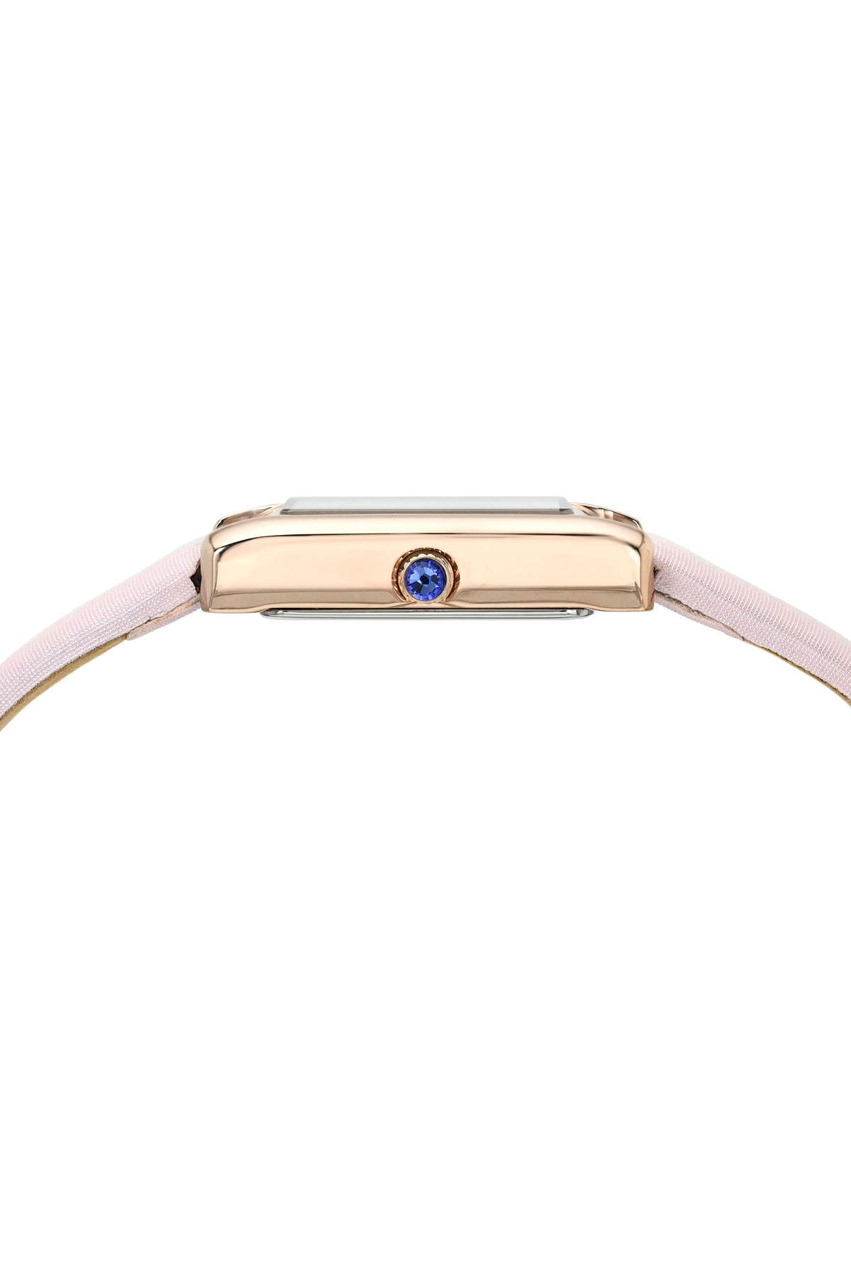 Porsamo Bleu Karolina luxury rectangular women's satin covered genuine leather band watch, rose, pink 1086FKAL