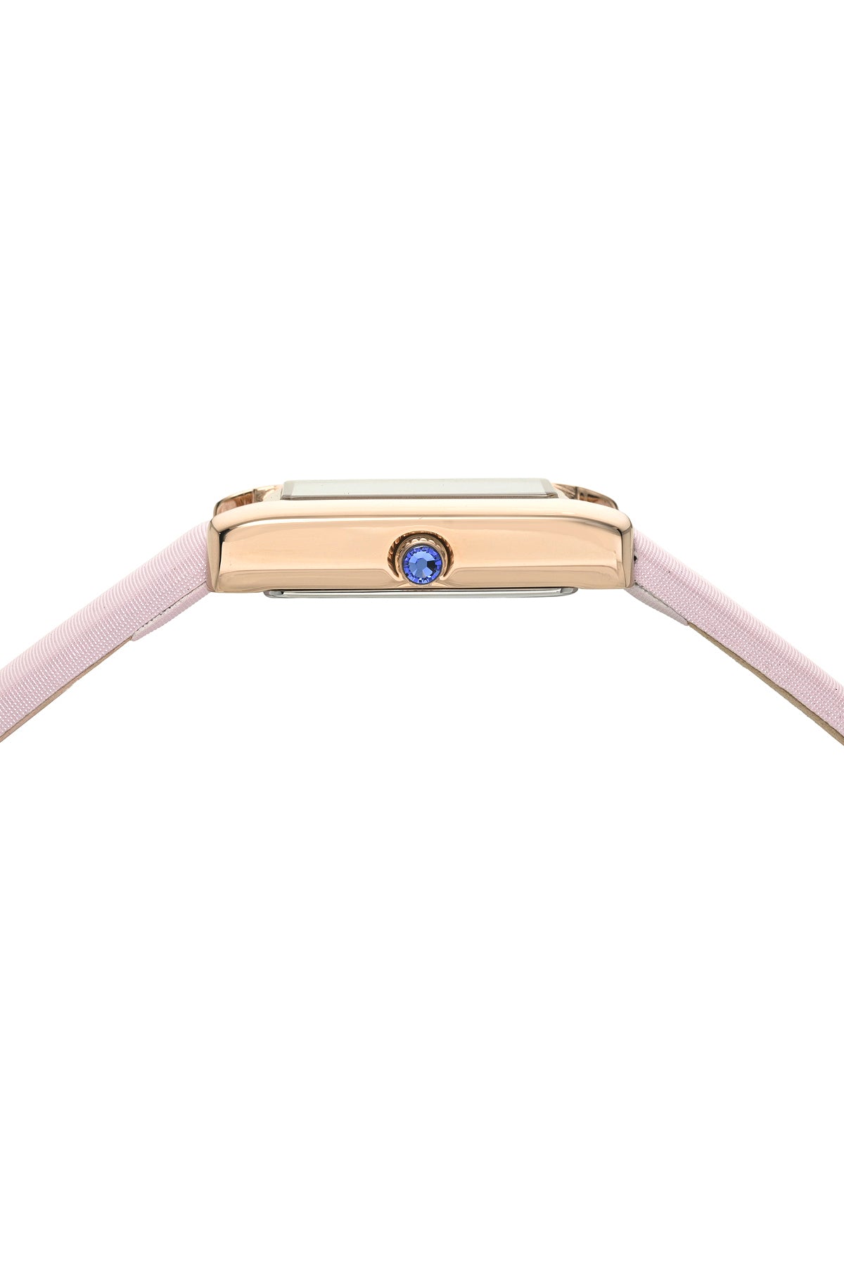Porsamo Bleu Karolina luxury rectangular women's satin covered genuine leather band watch, rose, pink 1086FKAL