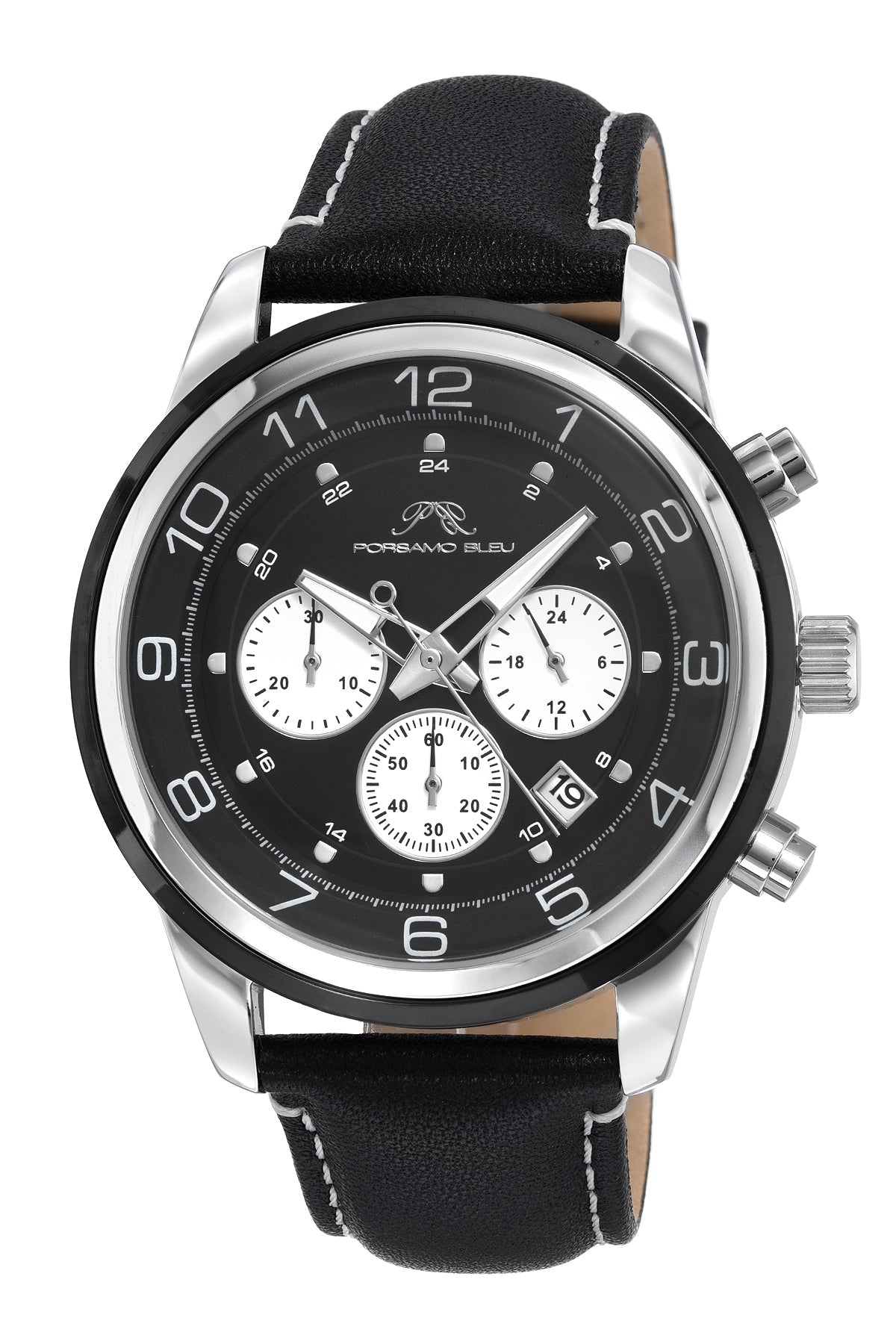 Arthur Genuine Leather Silver & Black Men's Chronograph Watch 1091AARL