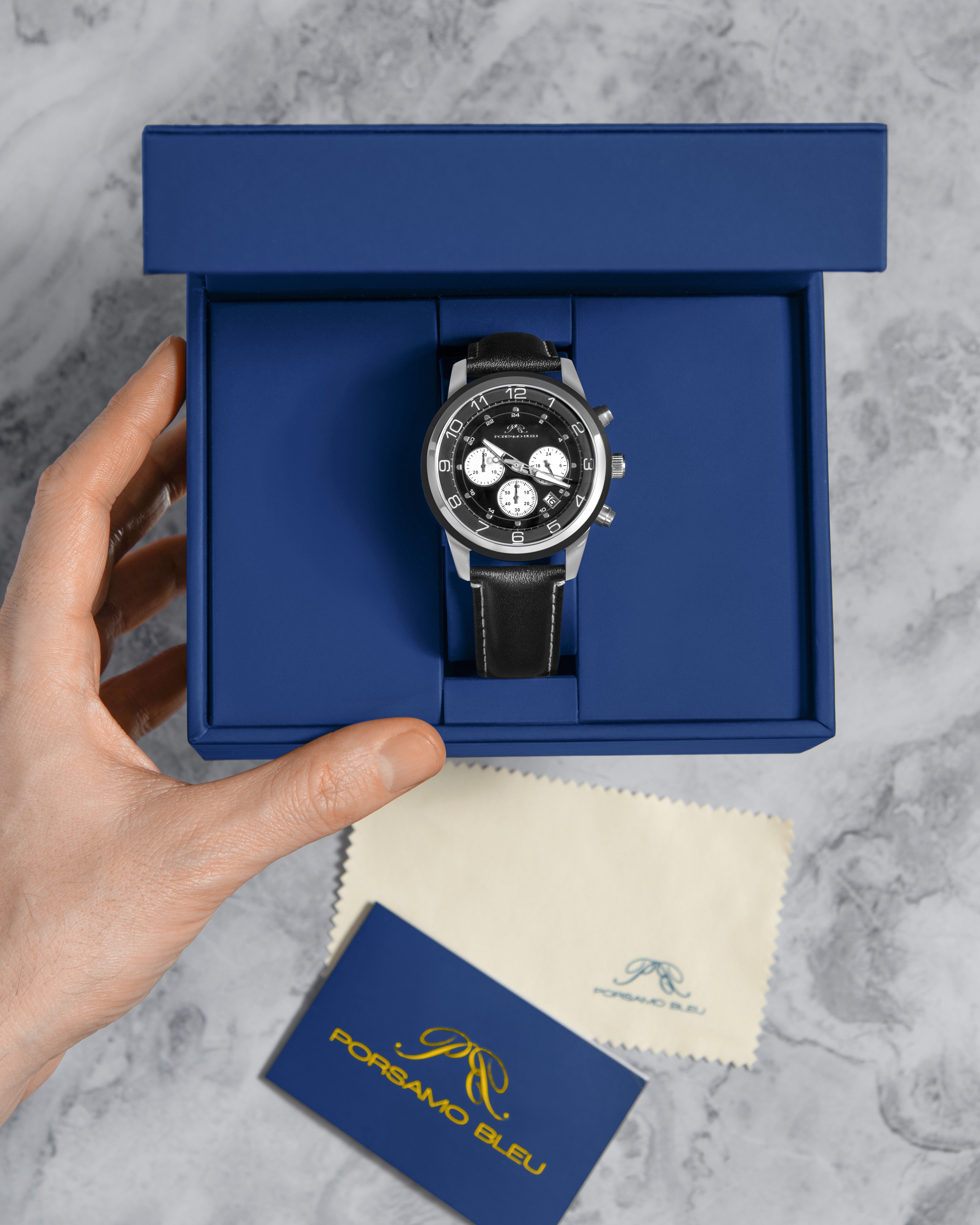 Arthur Genuine Leather Silver & Black Men's Chronograph Watch 1091AARL