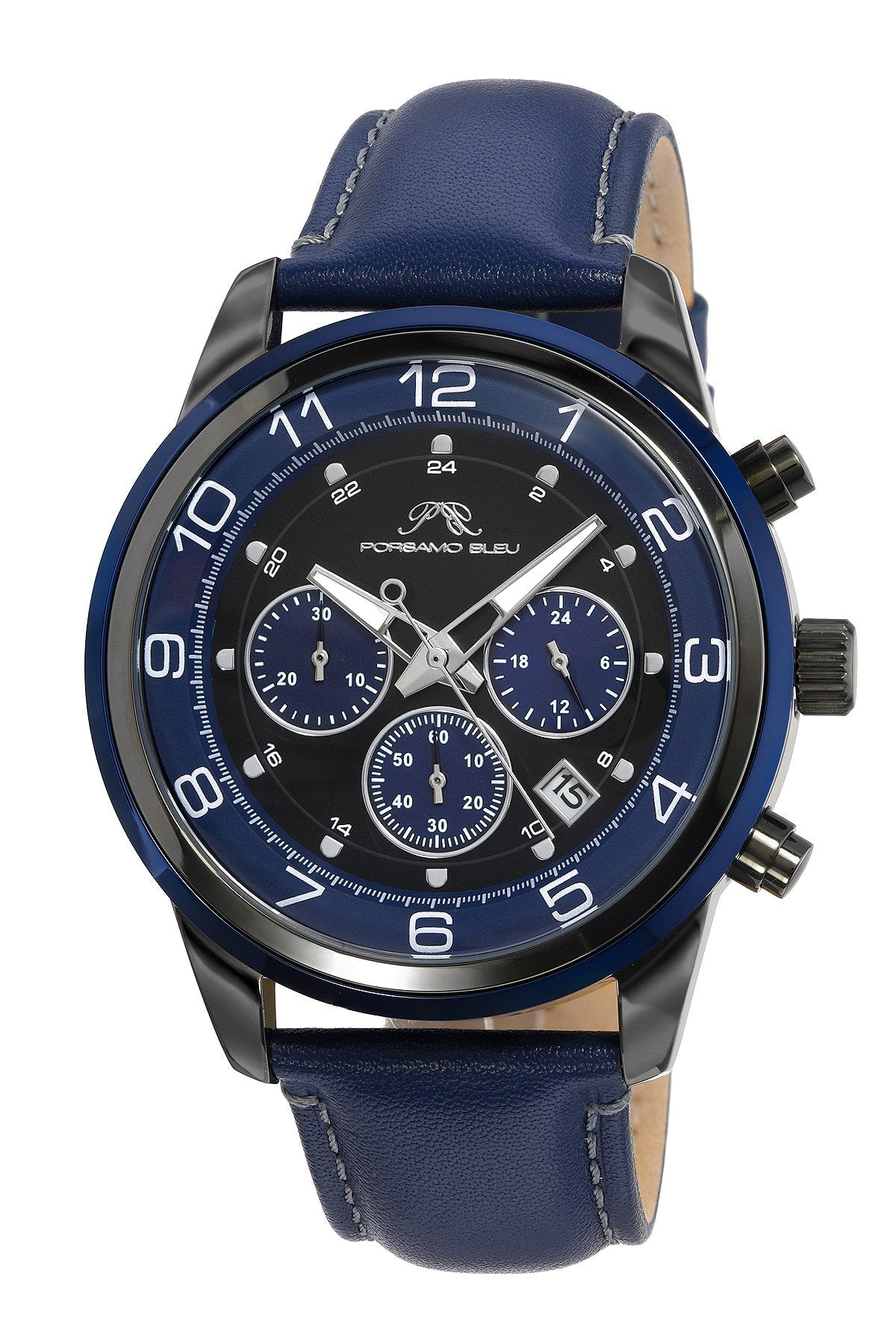 Arthur Genuine Leather Gunmetal & Blue Men's Chronograph Watch 1091DARL