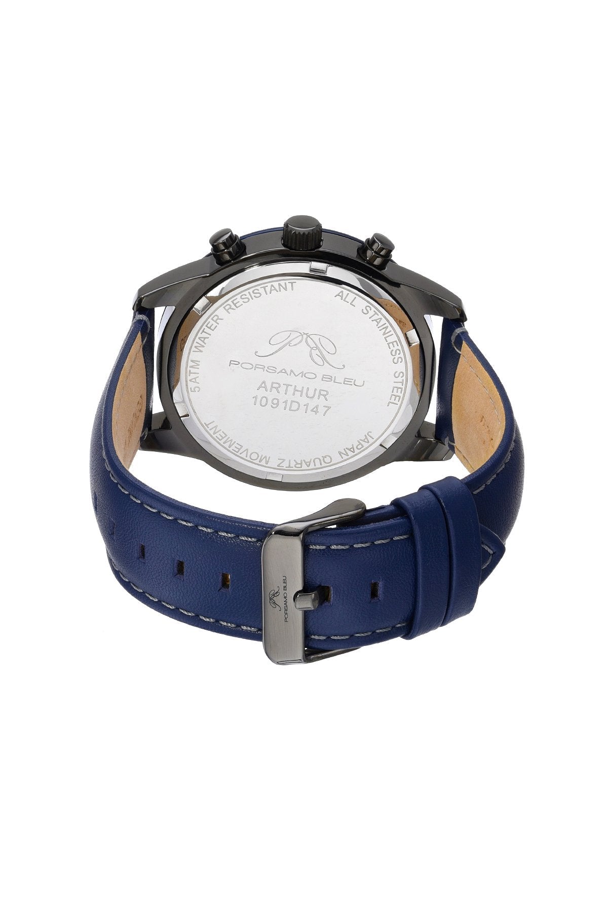 Arthur Genuine Leather Gunmetal & Blue Men's Chronograph Watch 1091DARL