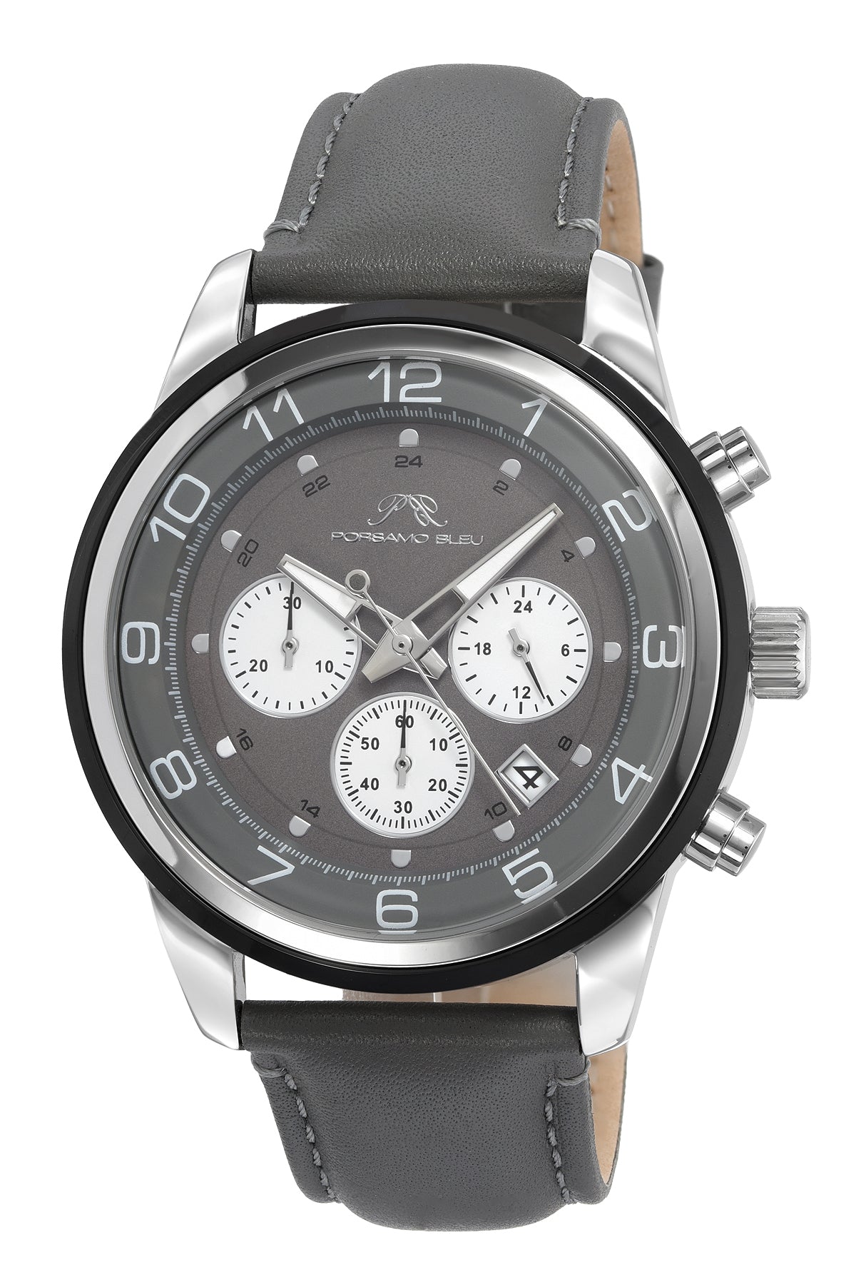 Arthur Genuine Leather Silver & Grey Men's Chronograph Watch 1091EARL
