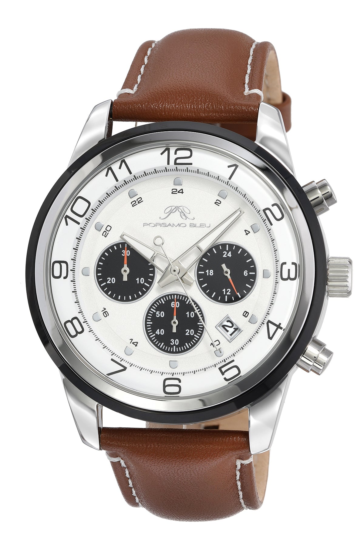 Arthur Genuine Leather Silver & Brown Men's Chronograph Watch 1091FARL