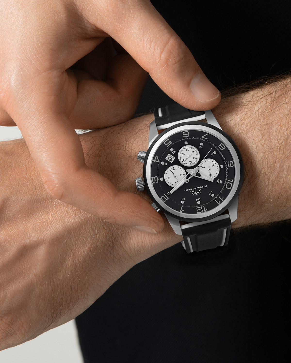 Arthur Silicone Silver & Black Men's Chronograph Watch 1092AARR