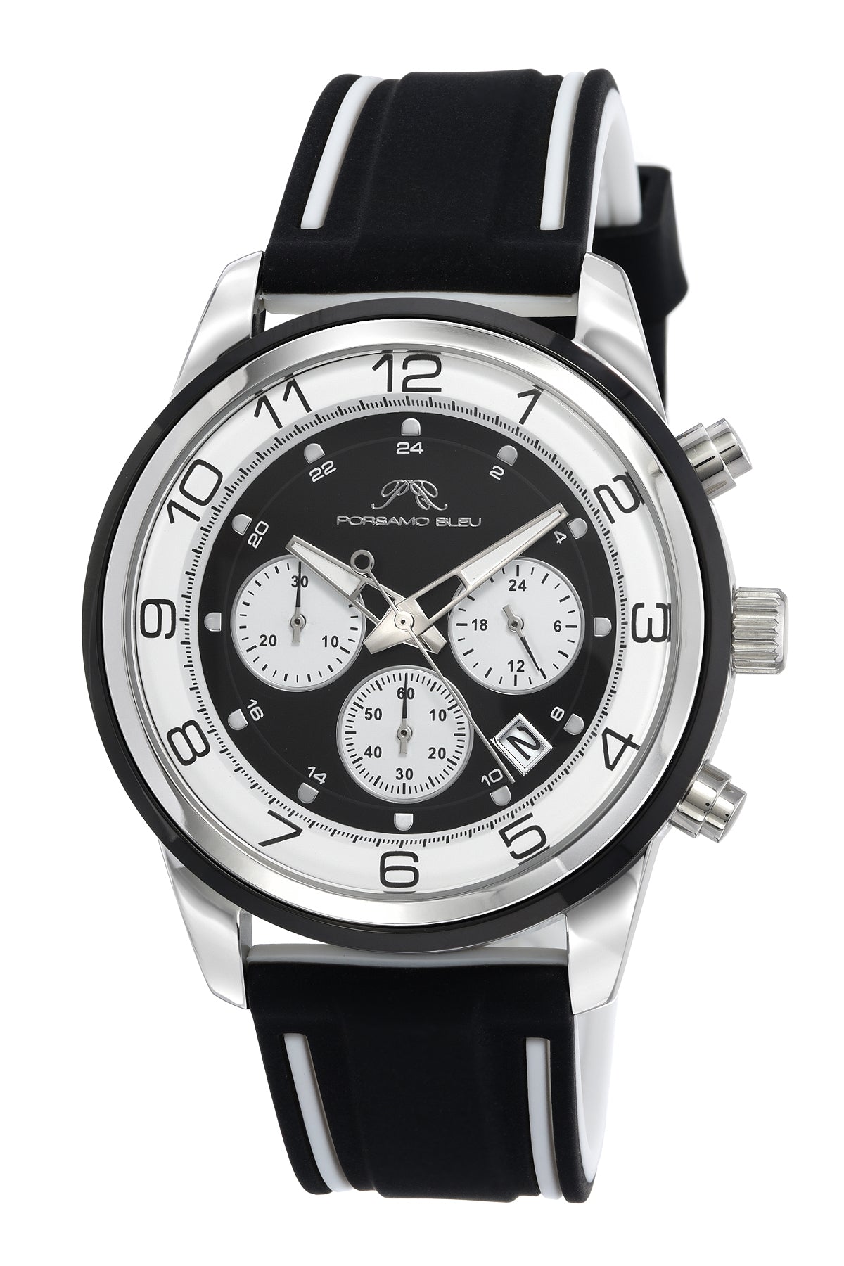 Arthur Silicone Silver Black & White Men's Chronograph Watch 1092BARR