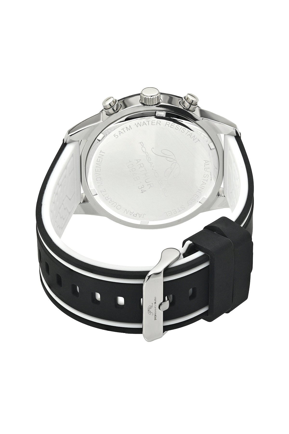 Porsamo Bleu Arthur Luxury Chronograph Men's Silicone Strap Watch, Silver, White, Black, Blue 1094BARR