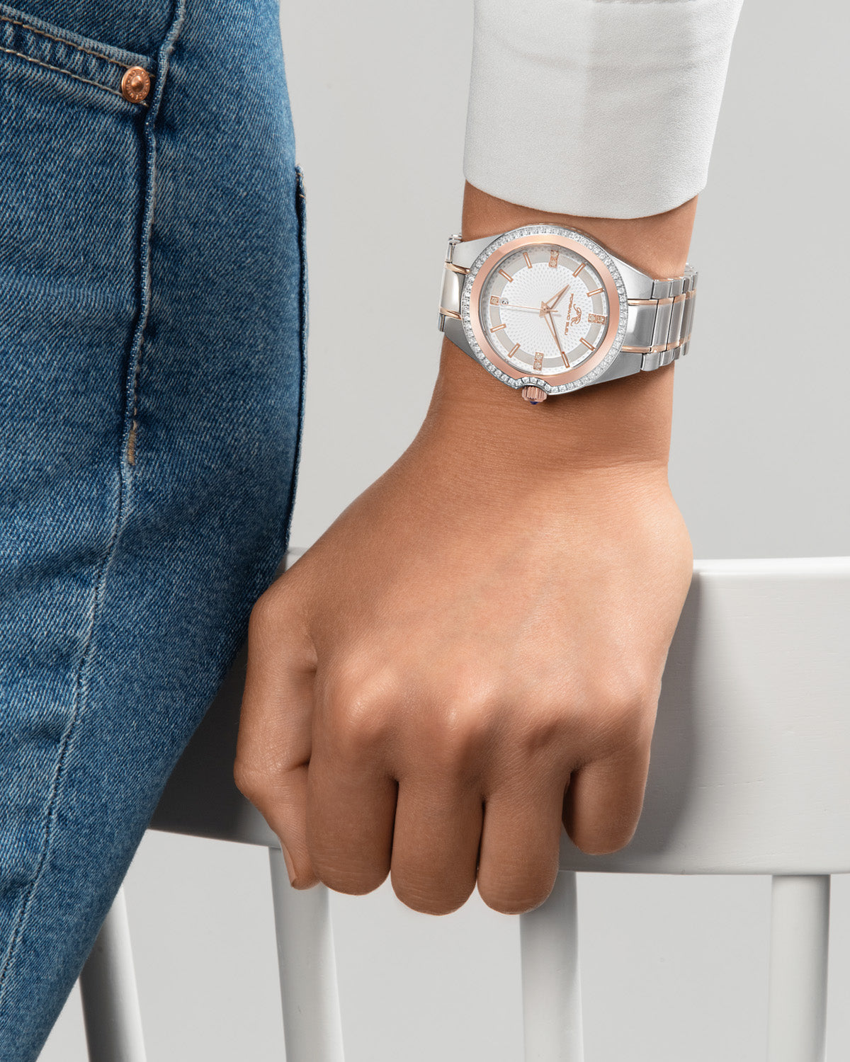 Guilia Stainless Steel/Silicone Two-tone Women's Crystal Watch 1121FGUS