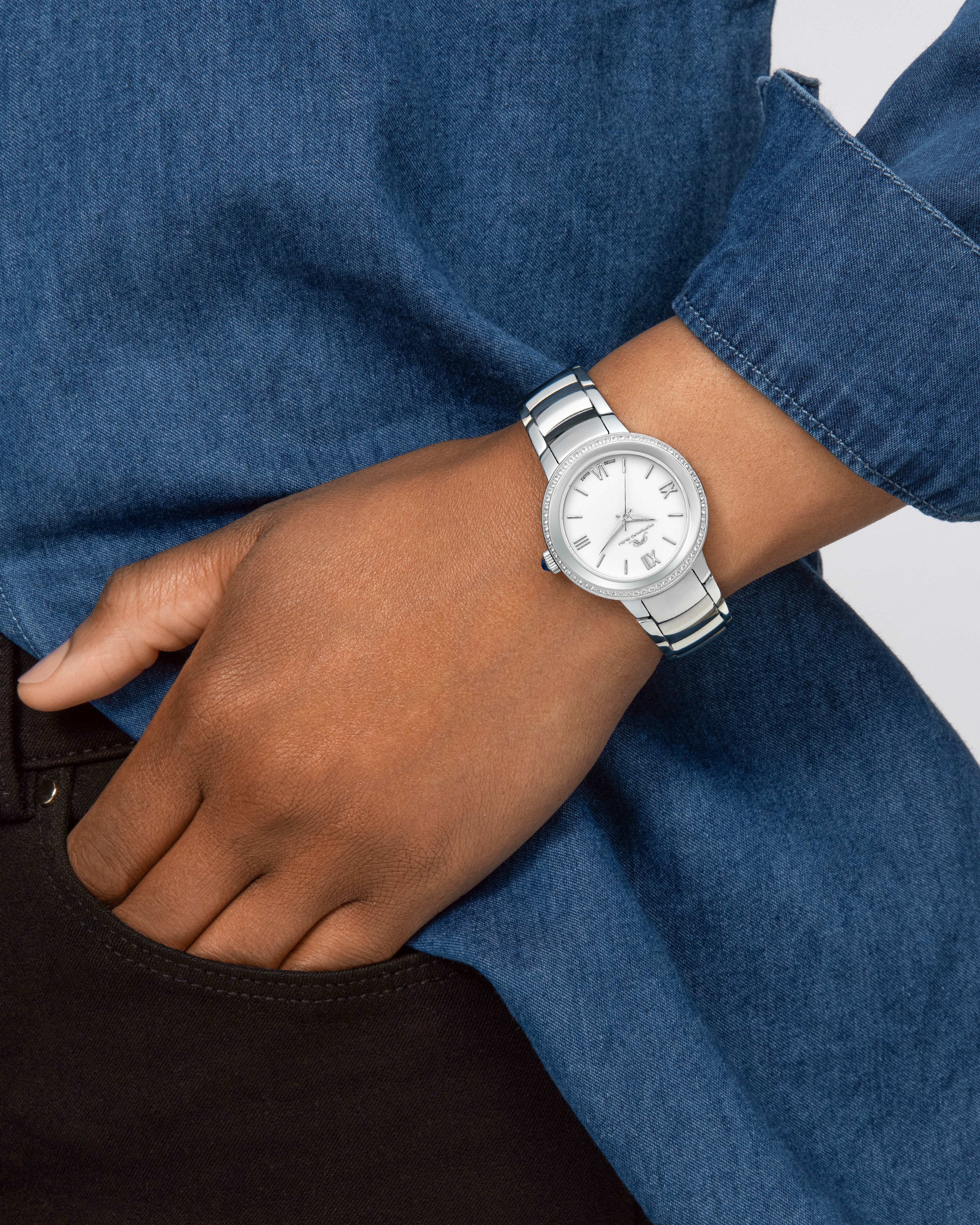 Luna Stainless Steel Silver/Pink Women's Crystal Watch 1181ELUS