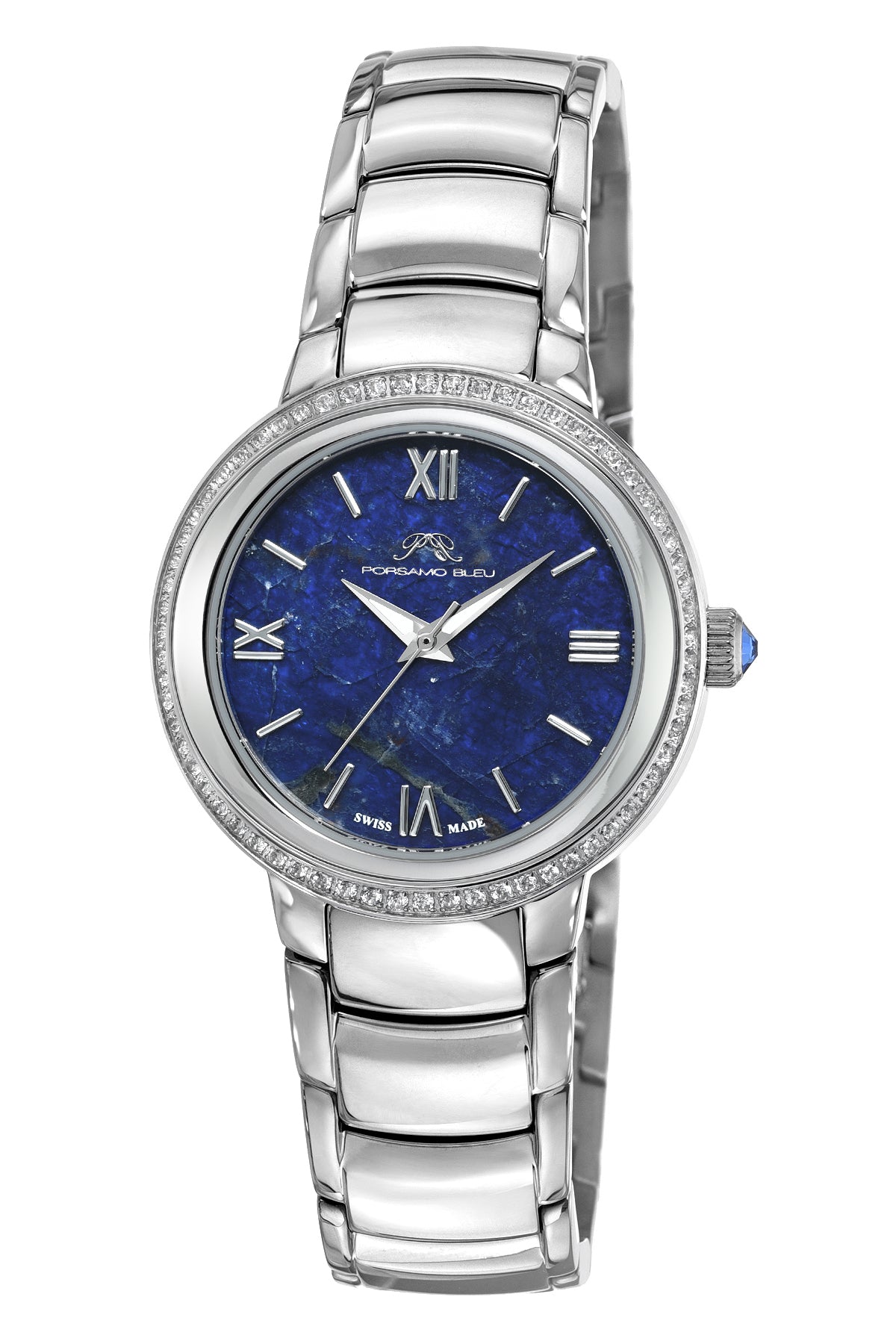 Luna Stainless Steel Silver/Sodalite Women's Crystal Watch 1181FLUS