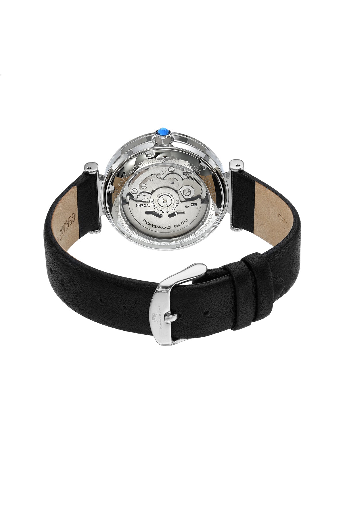 Laura Women's Topaz Gemstone Automatic Black & Silver Watch 1211ALAL