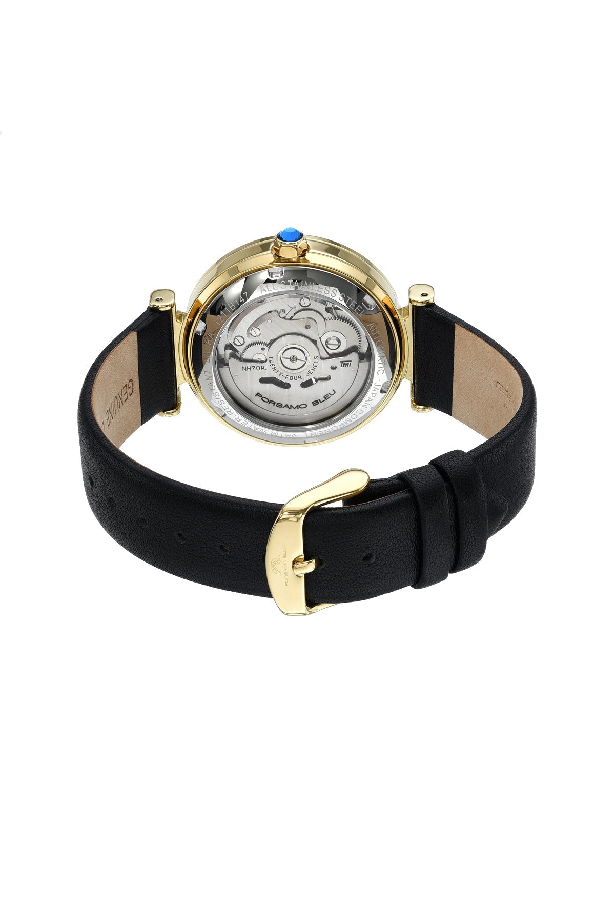 Laura Women's Topaz Gemstone Automatic Black & Gold Watch 1211BLAL