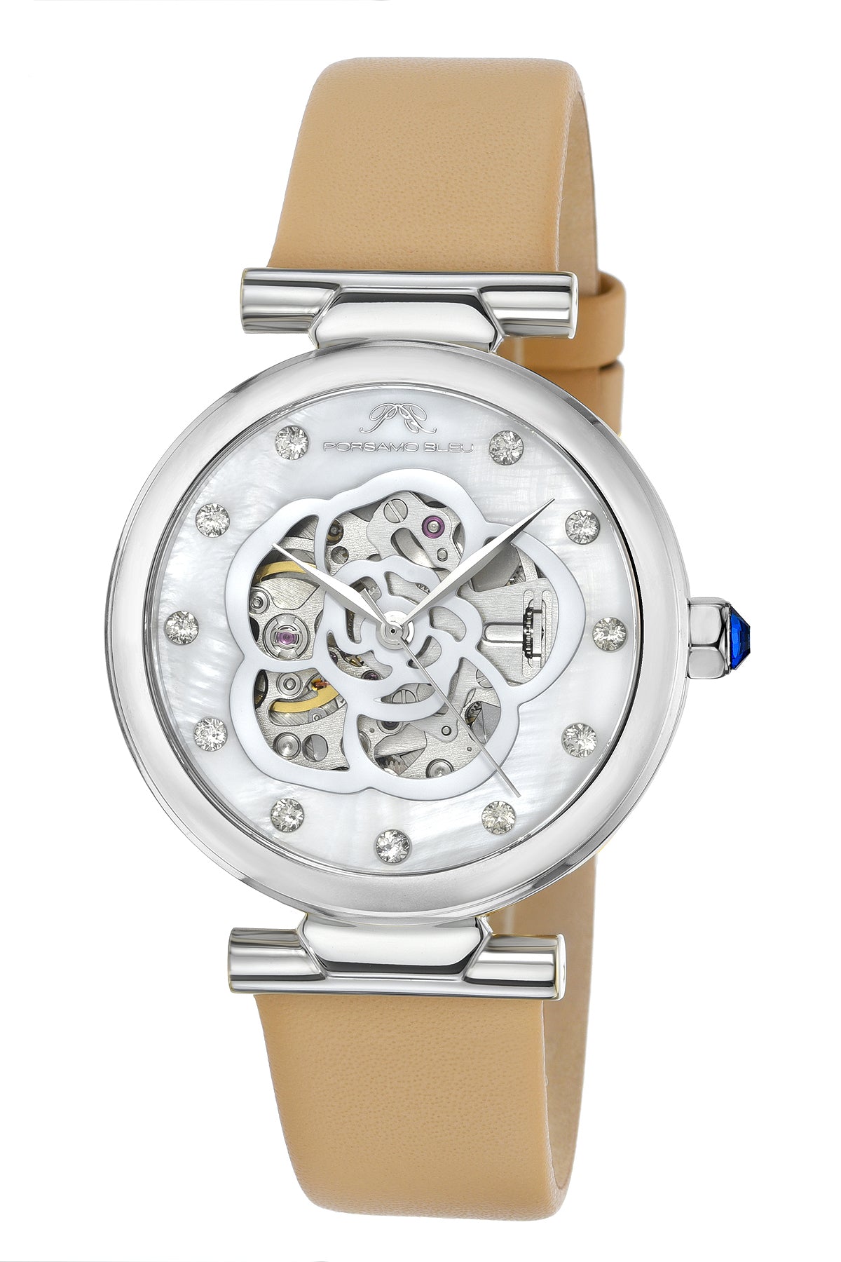 Laura Women's Topaz Gemstone Automatic Beige & Silver Watch 1212ALAL