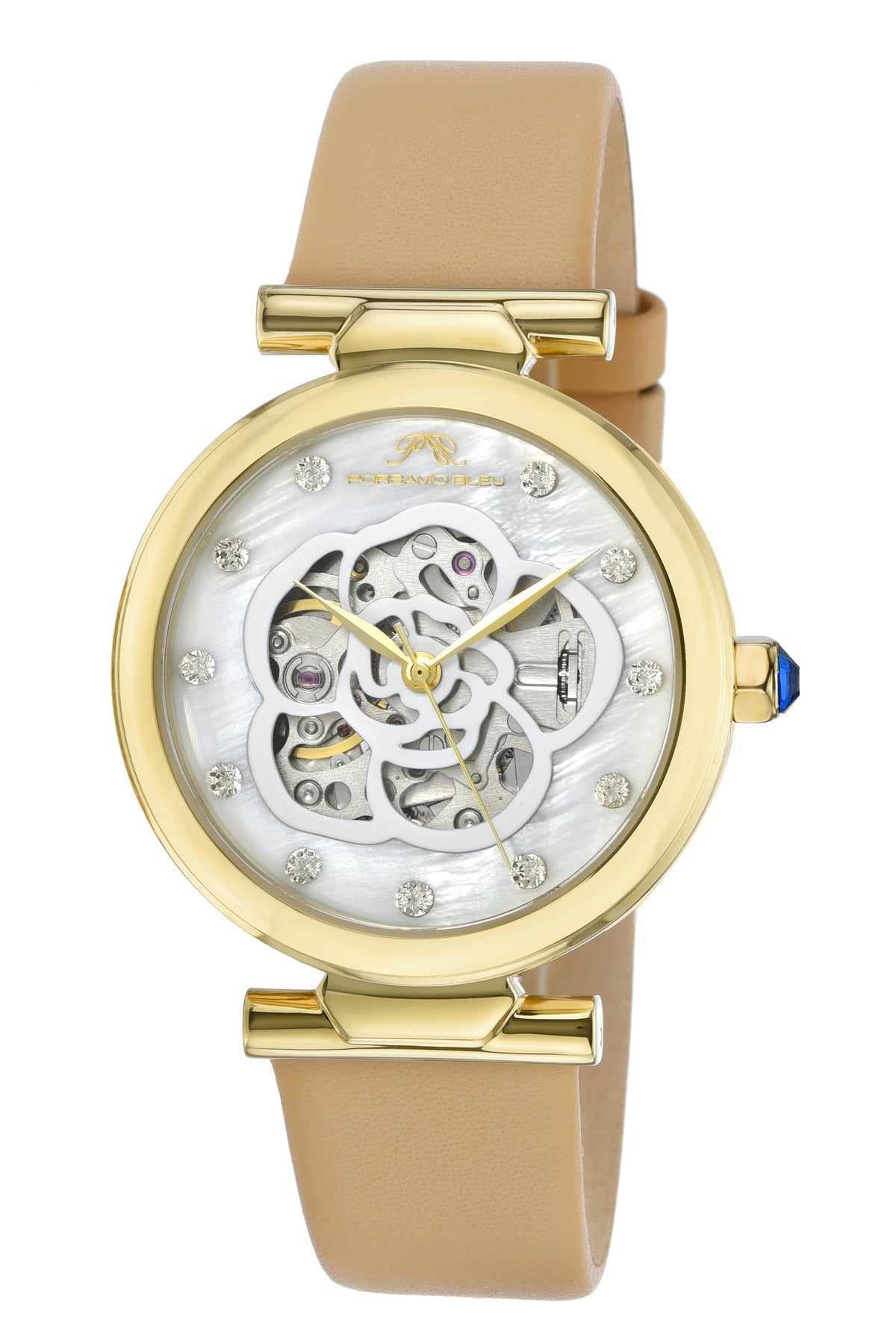 Laura Women's Topaz Gemstone Automatic Beige & Gold Watch 1212BLAL