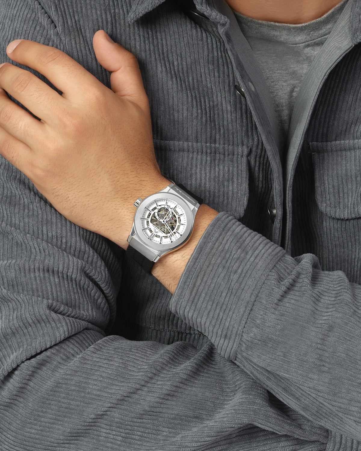 Cruz Men's Silicone Automatic Black & Silver Watch 1221ACRR