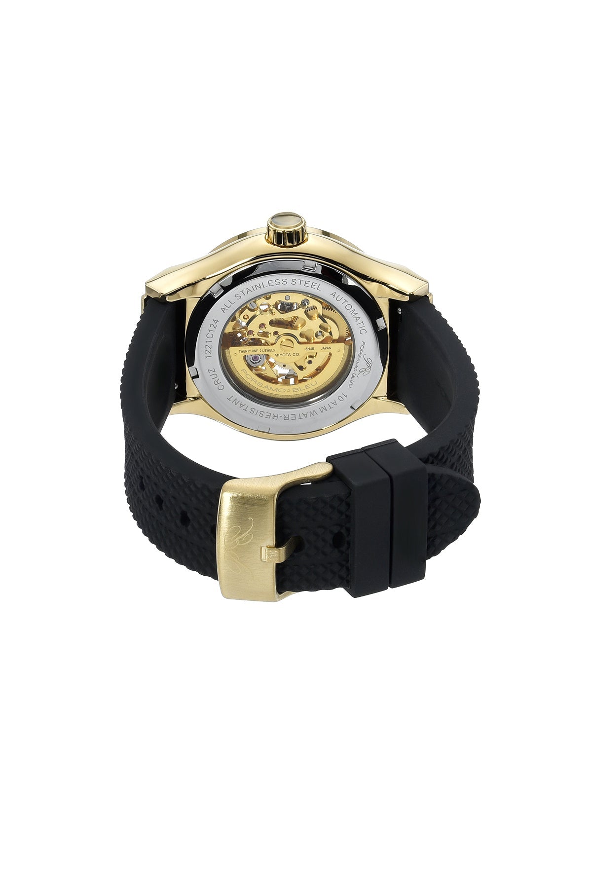 Cruz Men's Silicone Automatic Black & Gold Watch 1221CCRR