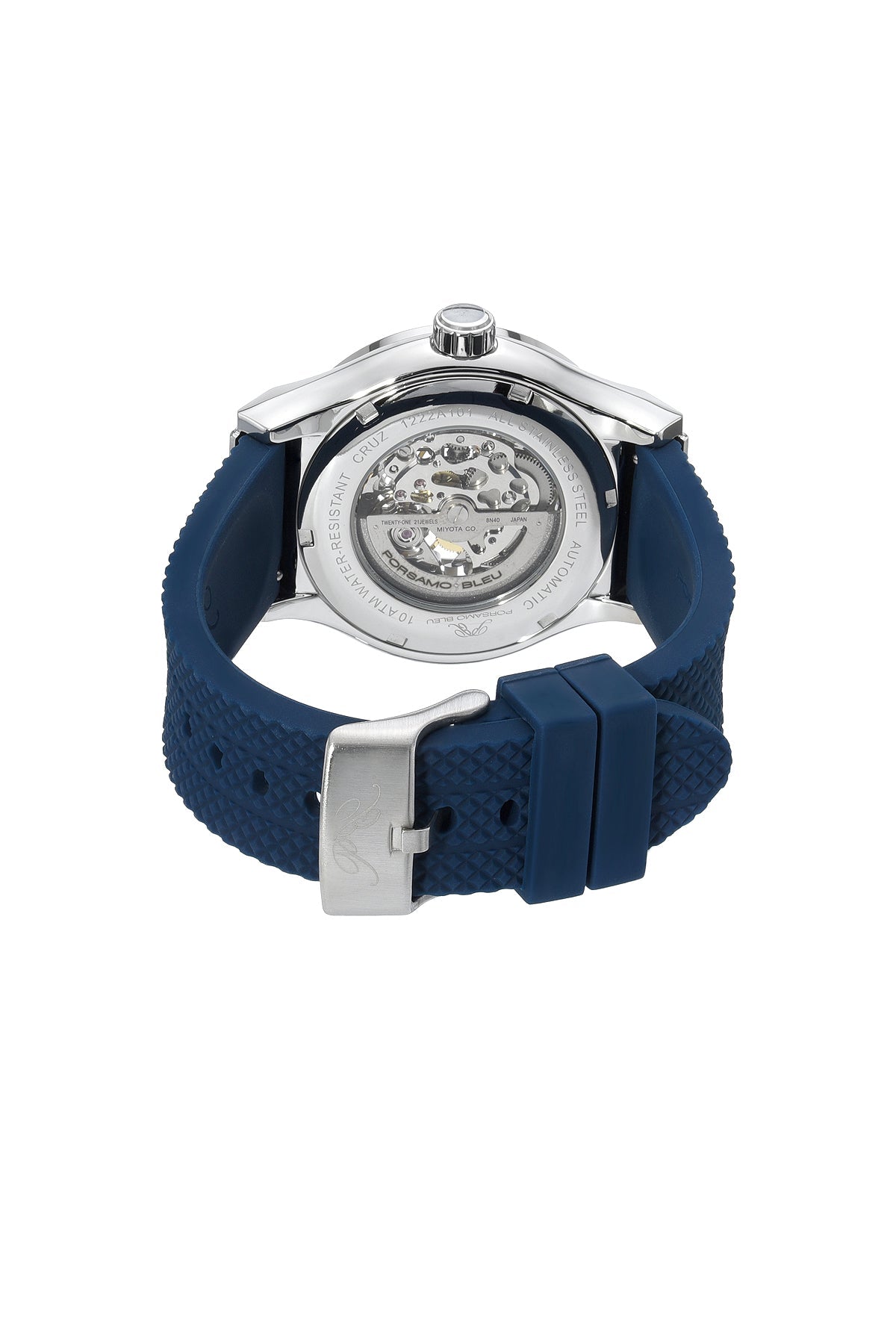 Cruz Men's Silicone Automatic Blue & Silver Watch 1222ACRR