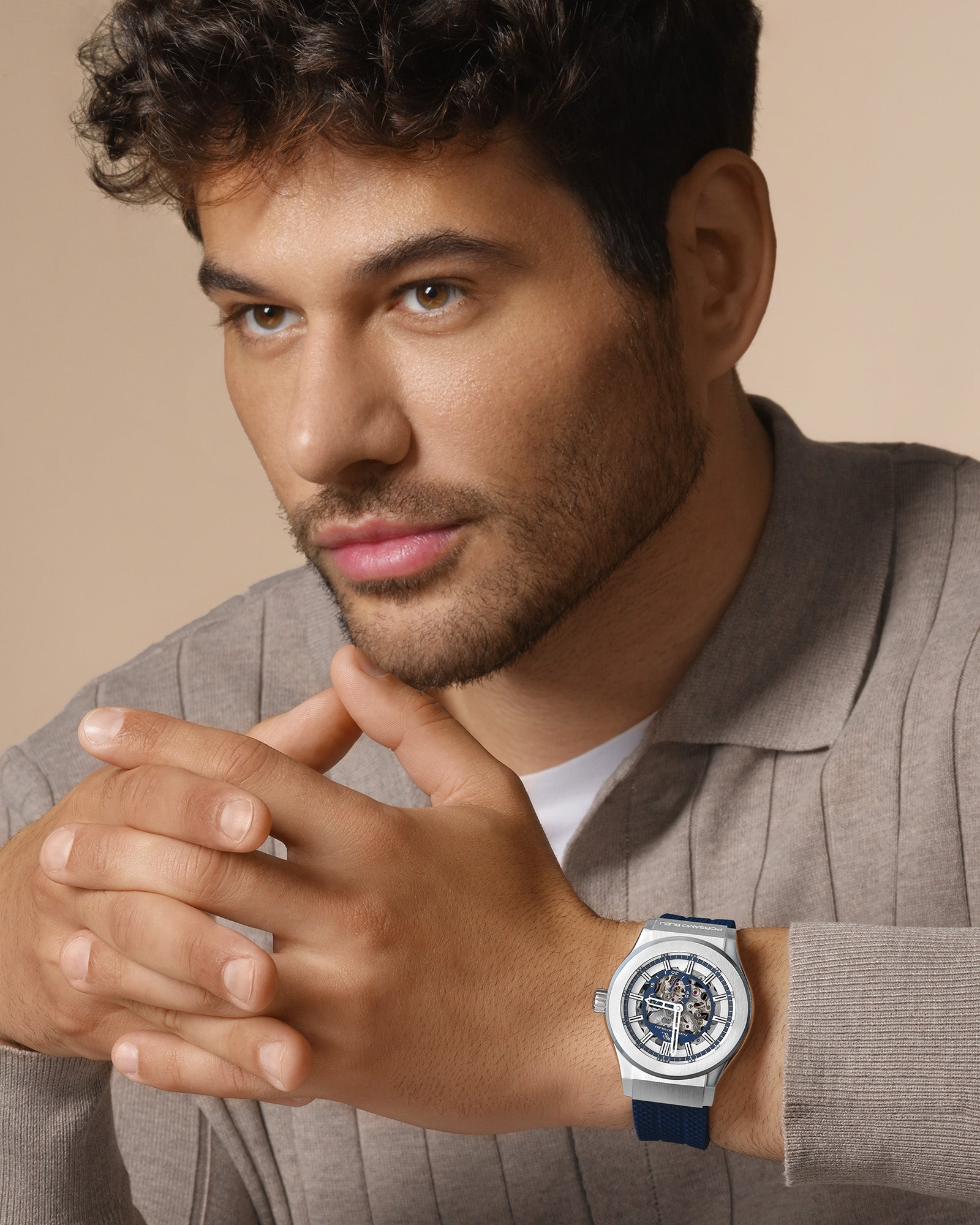 Cruz Men's Silicone Automatic Blue & Silver Watch 1222BCRR