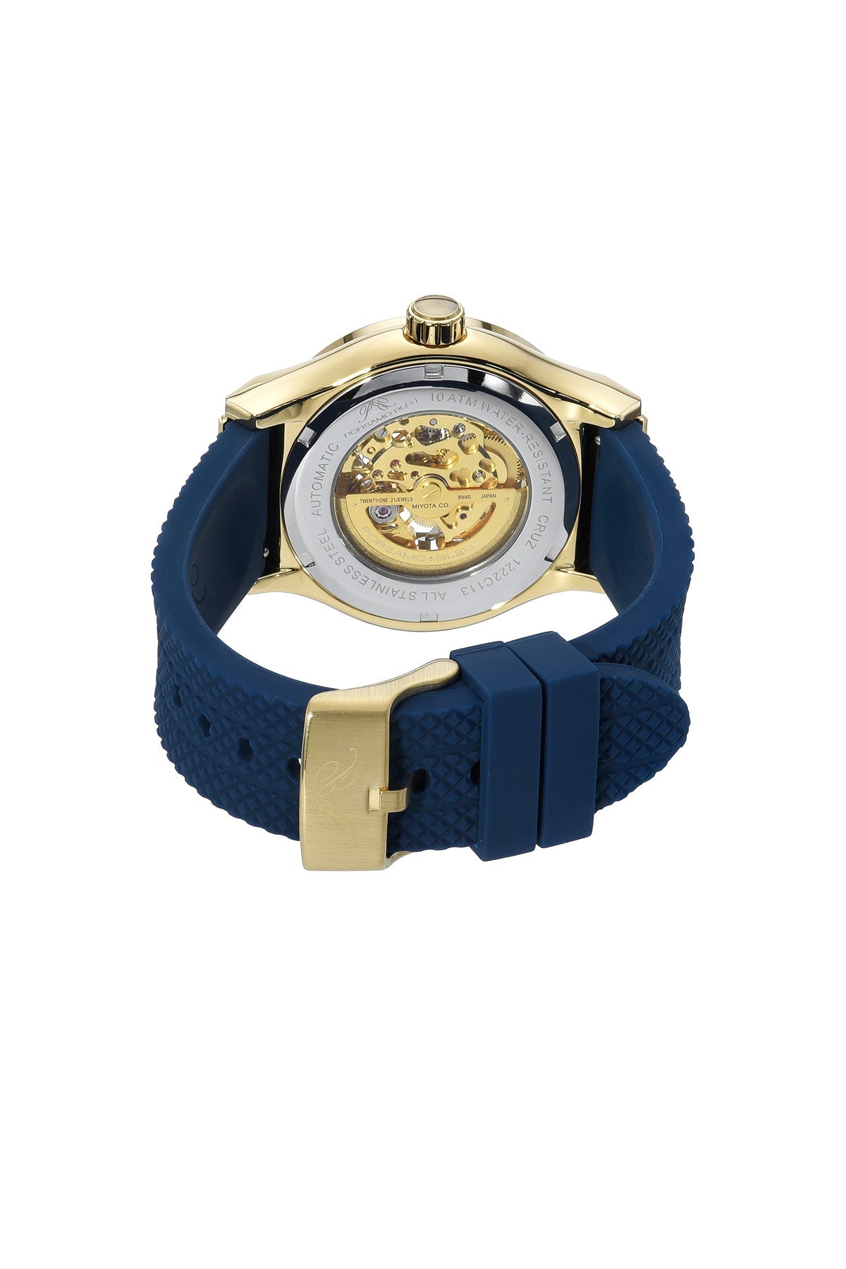 Cruz Men's Silicone Automatic Blue & Gold Watch 1222CCRR