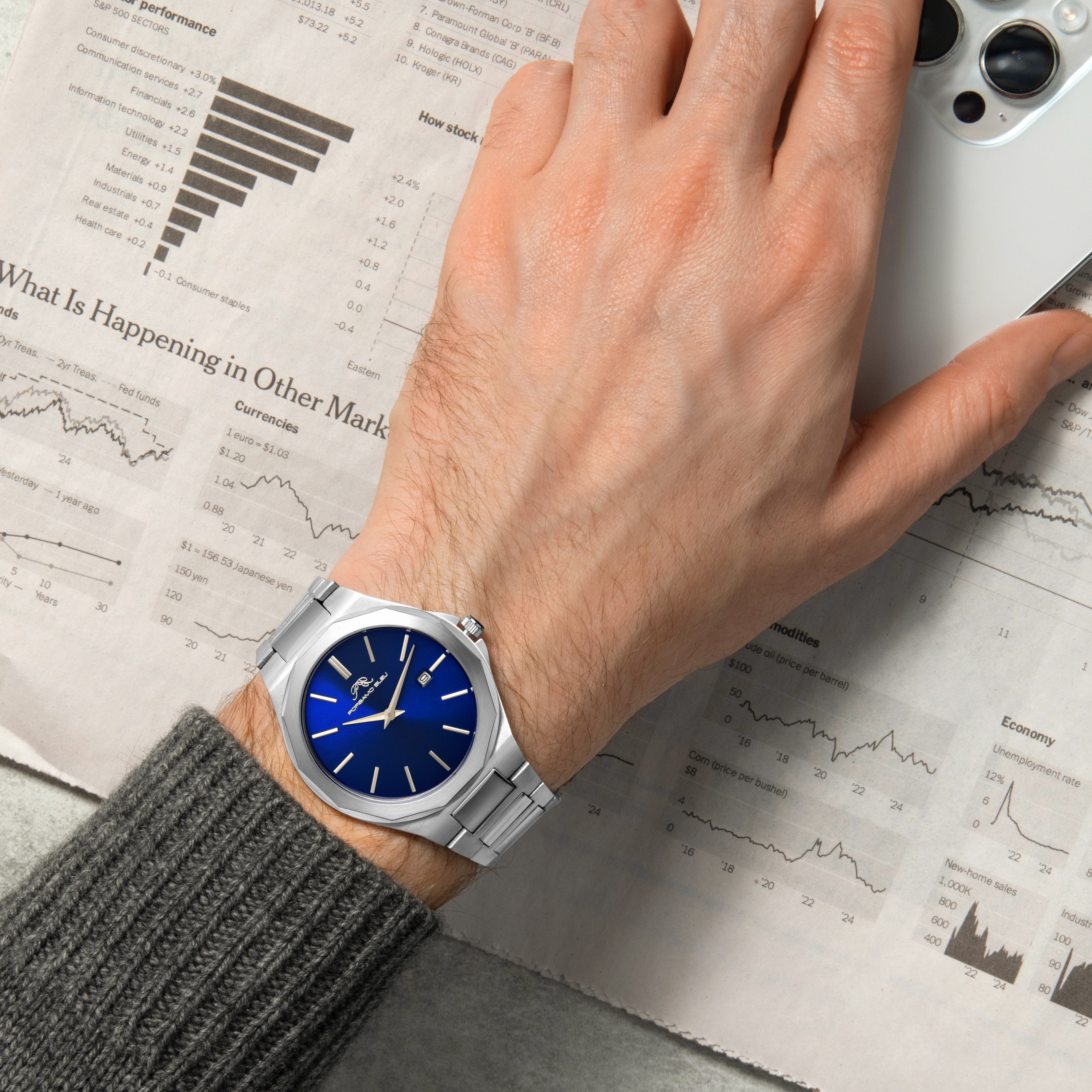 Alexander Stainless Steel Silver Tone and Blue Men's Watch 1232AALS