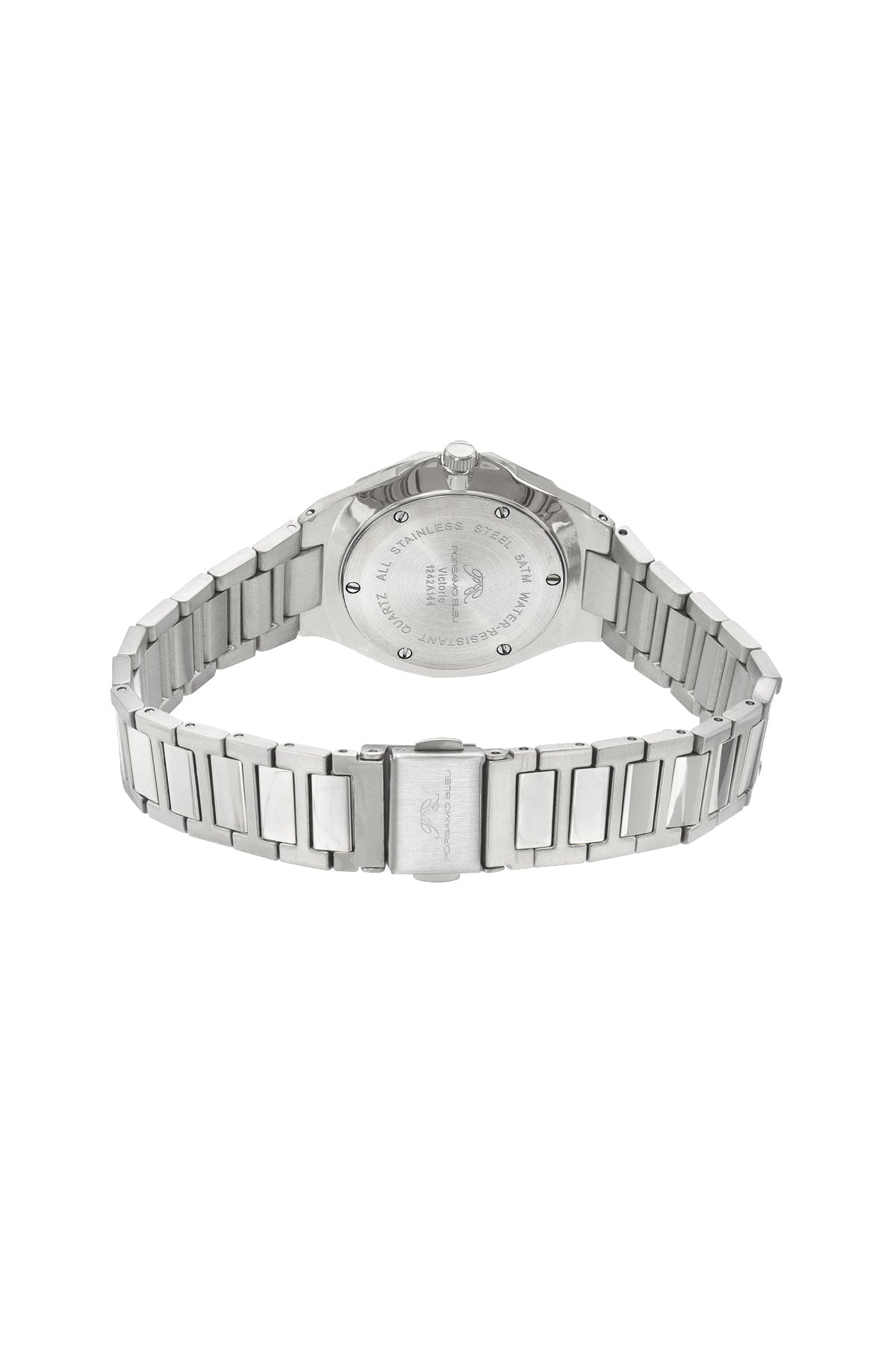 Victoria Stainless Steel Silver Tone and White Women's Crystal Watch 1242AVIS