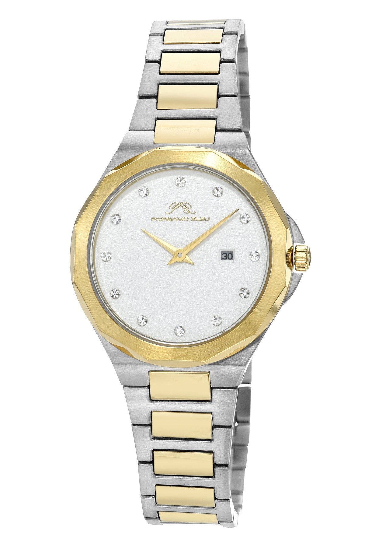 Victoria Stainless Steel Two Tone and White Women's Crystal Watch 1242CVIS