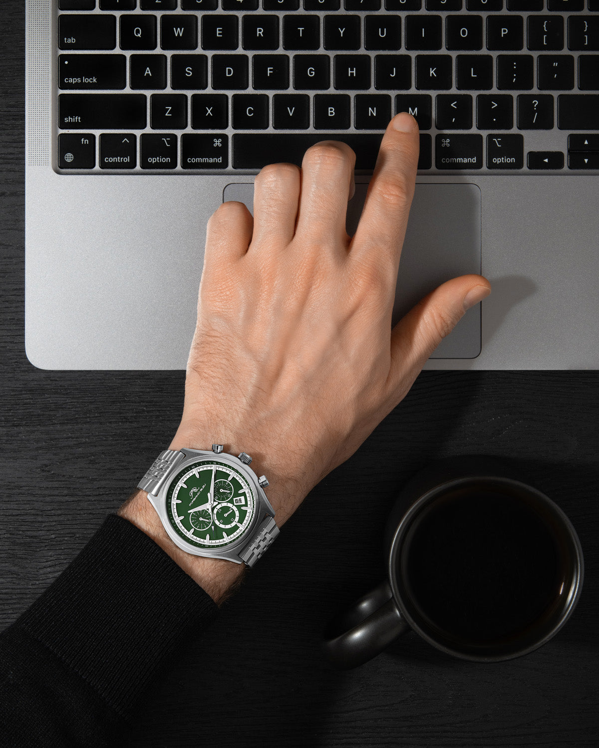 Charlie Stainless Steel Silver Tone and Green Men's Watch 1261CCHS