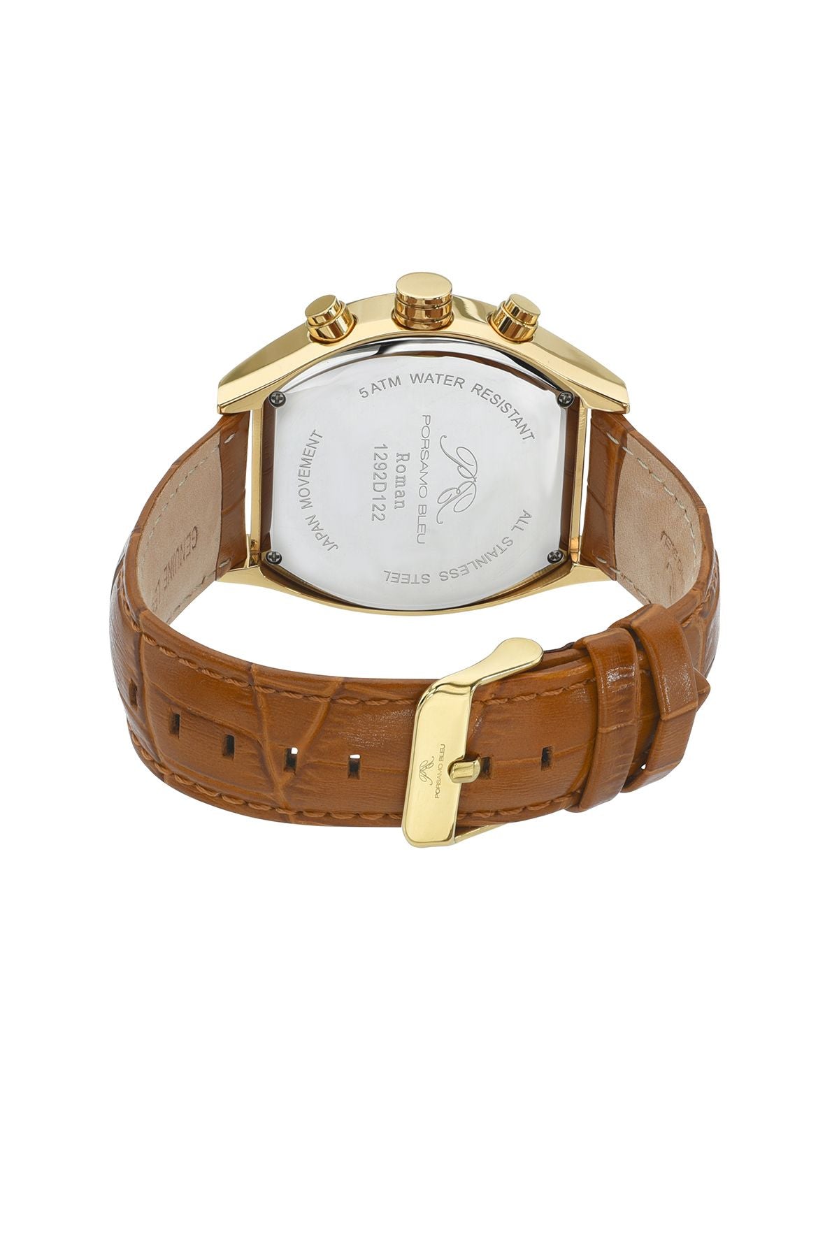 Roman Genuine Leather Gold Tone & Brown Men's Watch 1292DROL
