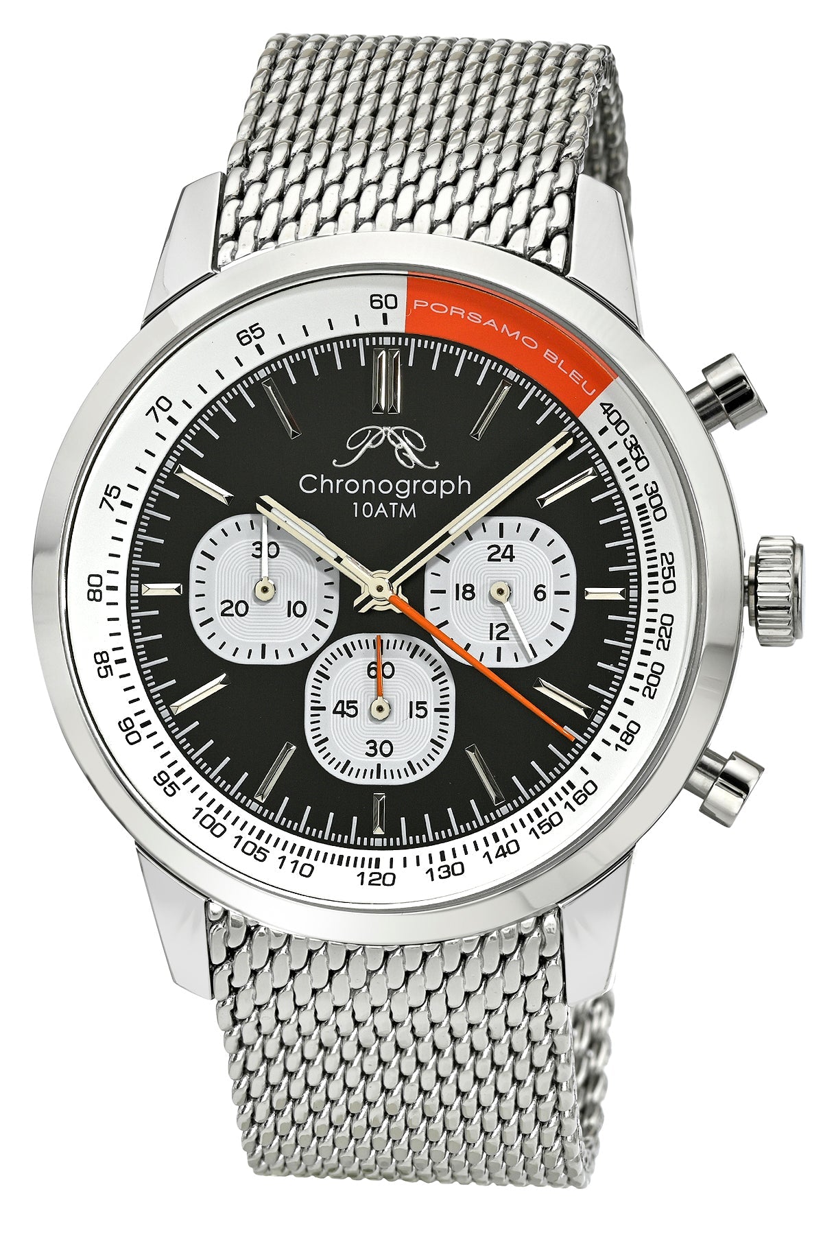 Simon Stainless Steel Silver Tone and Black Men's Chronograph Watch 1321BSIS