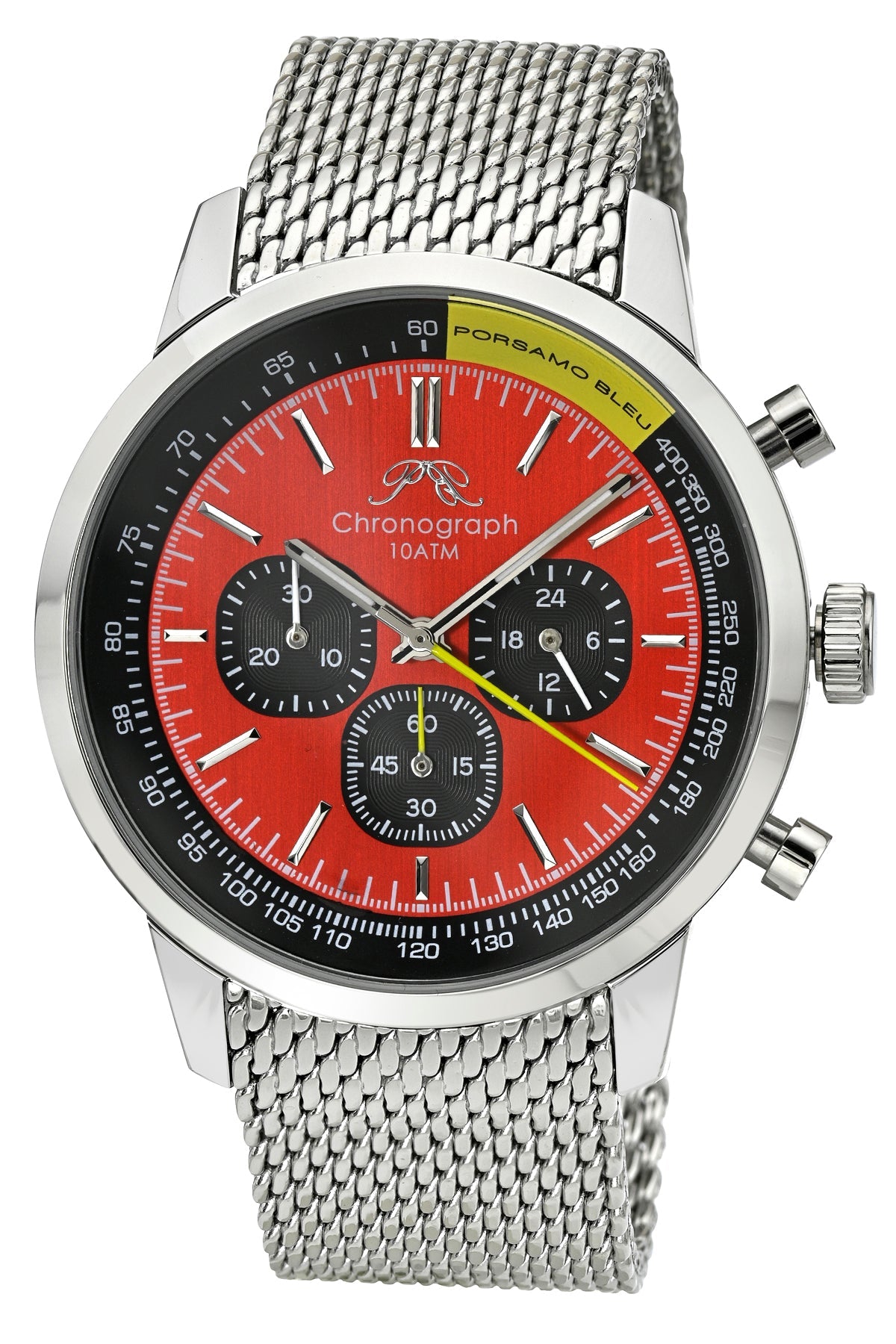 Simon Stainless Steel Silver Tone, Black and Red Men's Chronograph Watch 1322BSIS