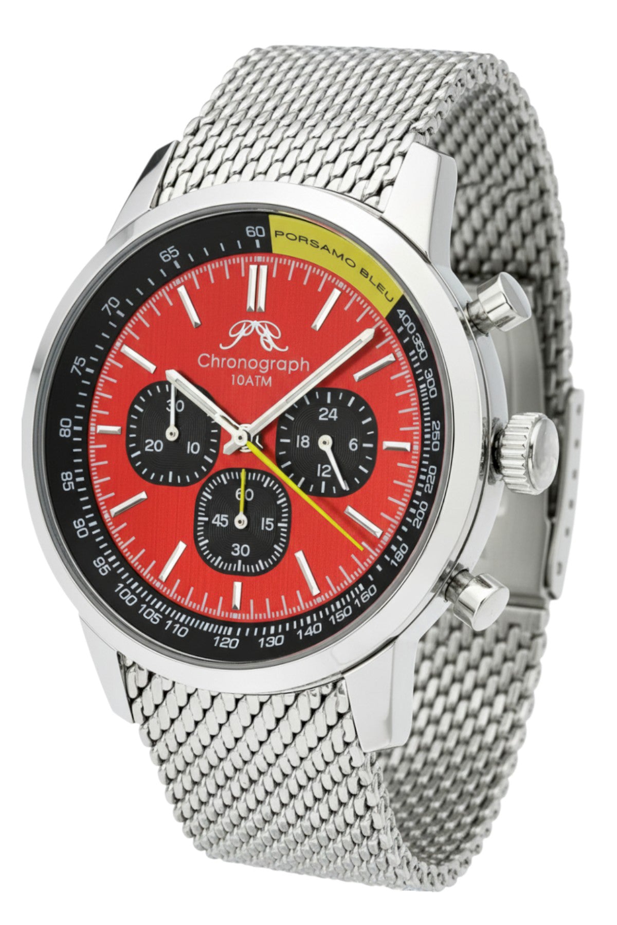 Simon Stainless Steel Silver Tone, Black and Red Men's Chronograph Watch 1322BSIS