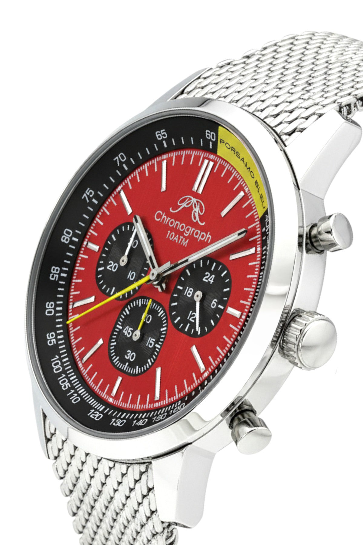 Simon Stainless Steel Silver Tone, Black and Red Men's Chronograph Watch 1322BSIS