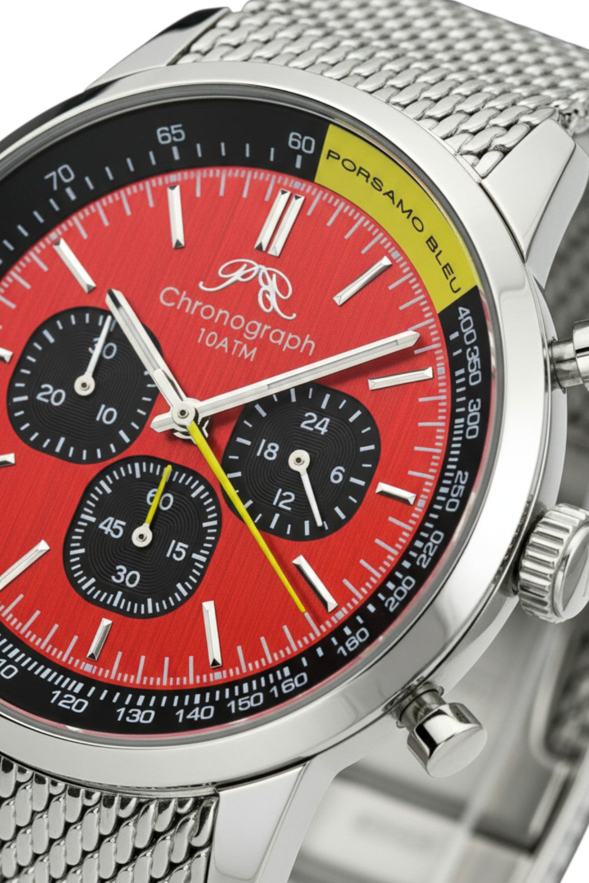 Simon Stainless Steel Silver Tone, Black and Red Men's Chronograph Watch 1322BSIS