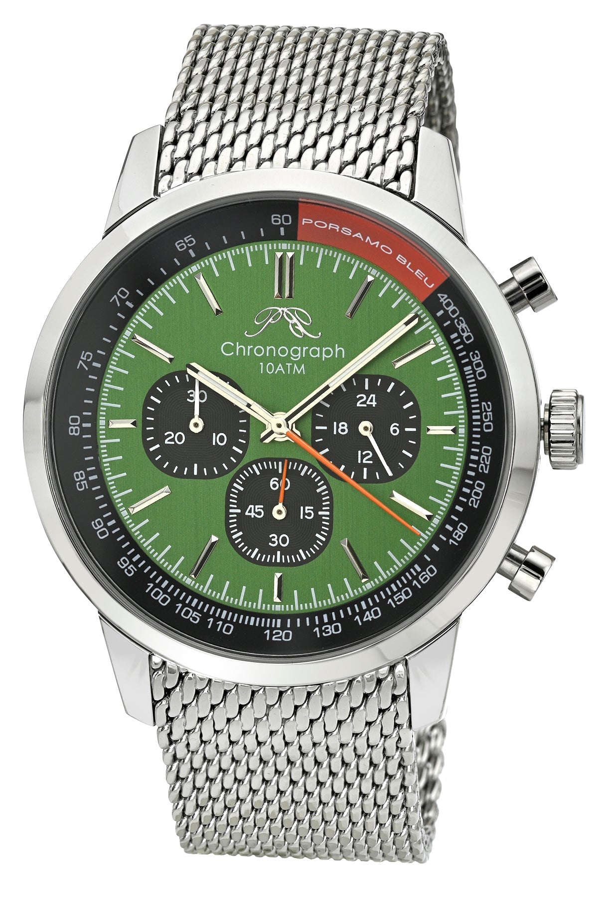 Simon Stainless Steel Silver Tone, Black and Green Men's Chronograph Watch 1322CSIS