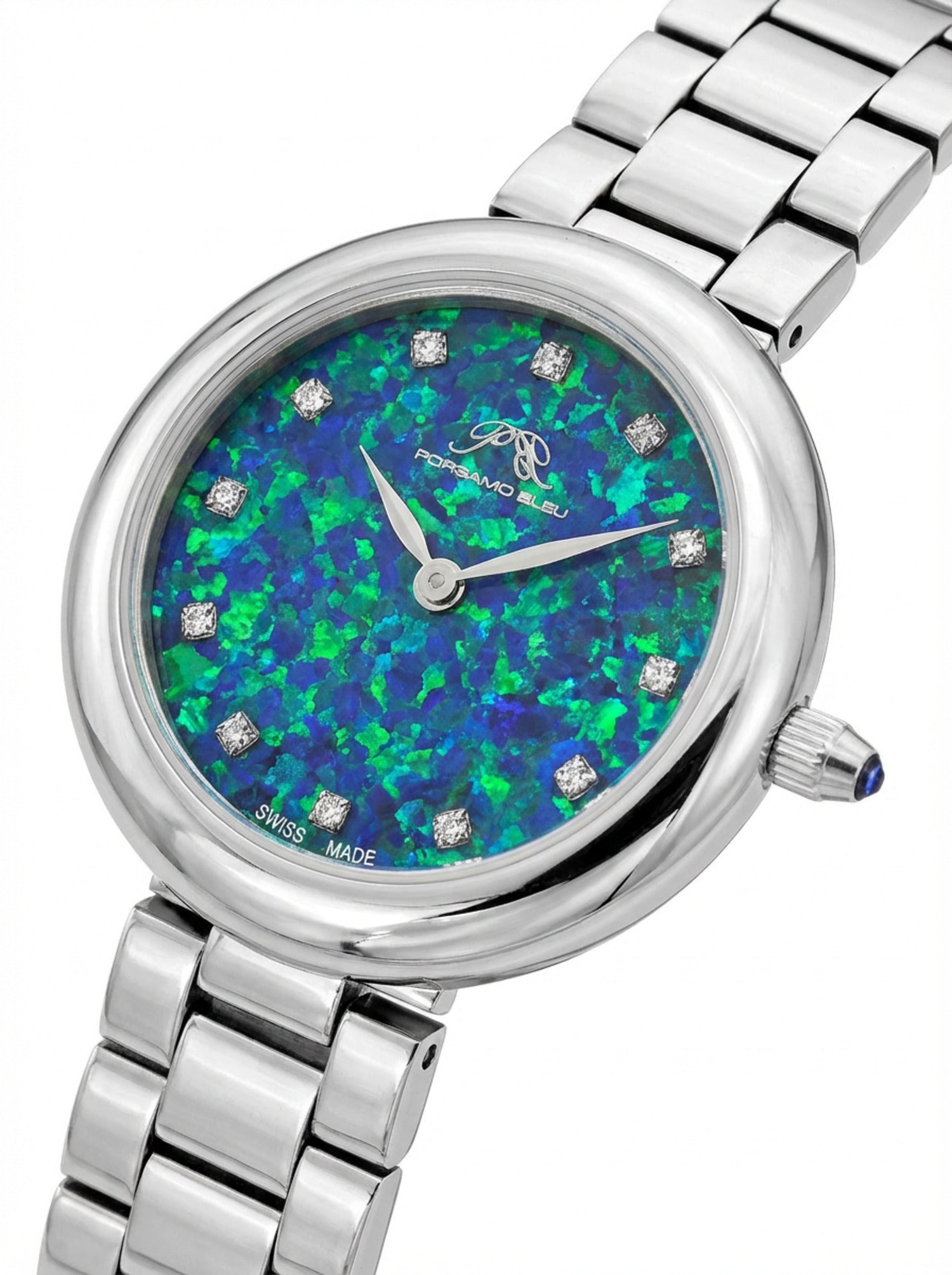 Porsamo Bleu Opal Stainless Steel Silver Tone Gemstone Women's Watch 1331AOPS