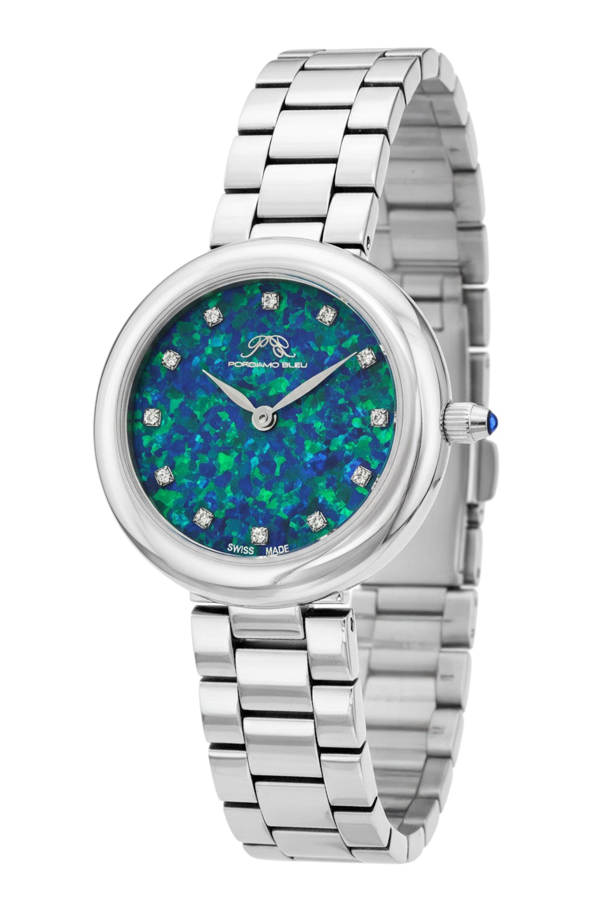 Porsamo Bleu Opal Stainless Steel Silver Tone Gemstone Women's Watch 1331AOPS