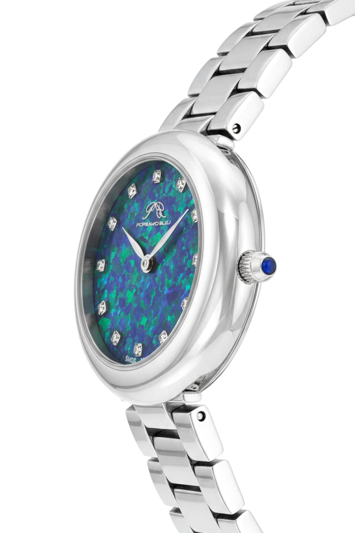 Porsamo Bleu Opal Stainless Steel Silver Tone Gemstone Women's Watch 1331AOPS