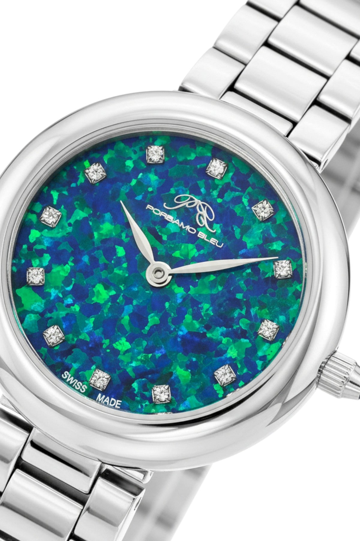 Porsamo Bleu Opal Stainless Steel Silver Tone Gemstone Women's Watch 1331AOPS
