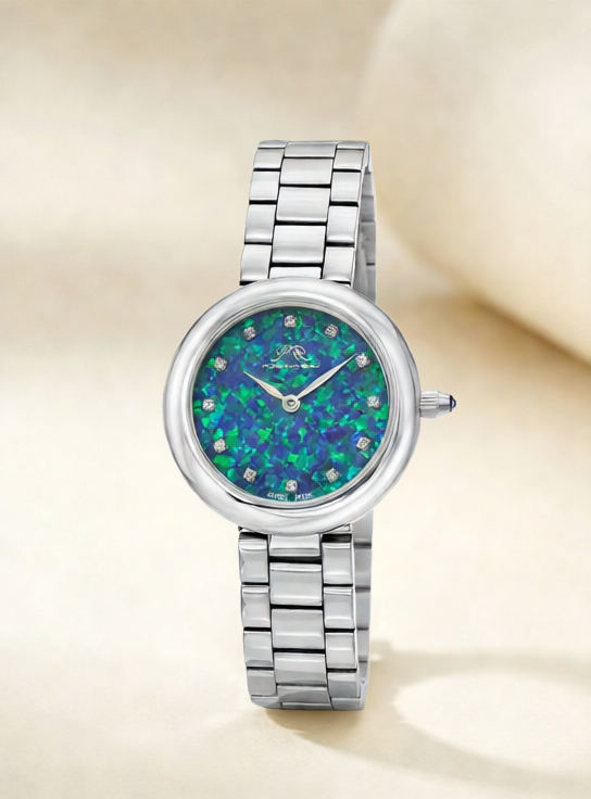 Porsamo Bleu Opal Stainless Steel Silver Tone Gemstone Women's Watch 1331AOPS