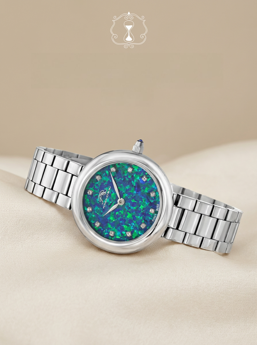 Porsamo Bleu Opal Stainless Steel Silver Tone Gemstone Women's Watch 1331AOPS