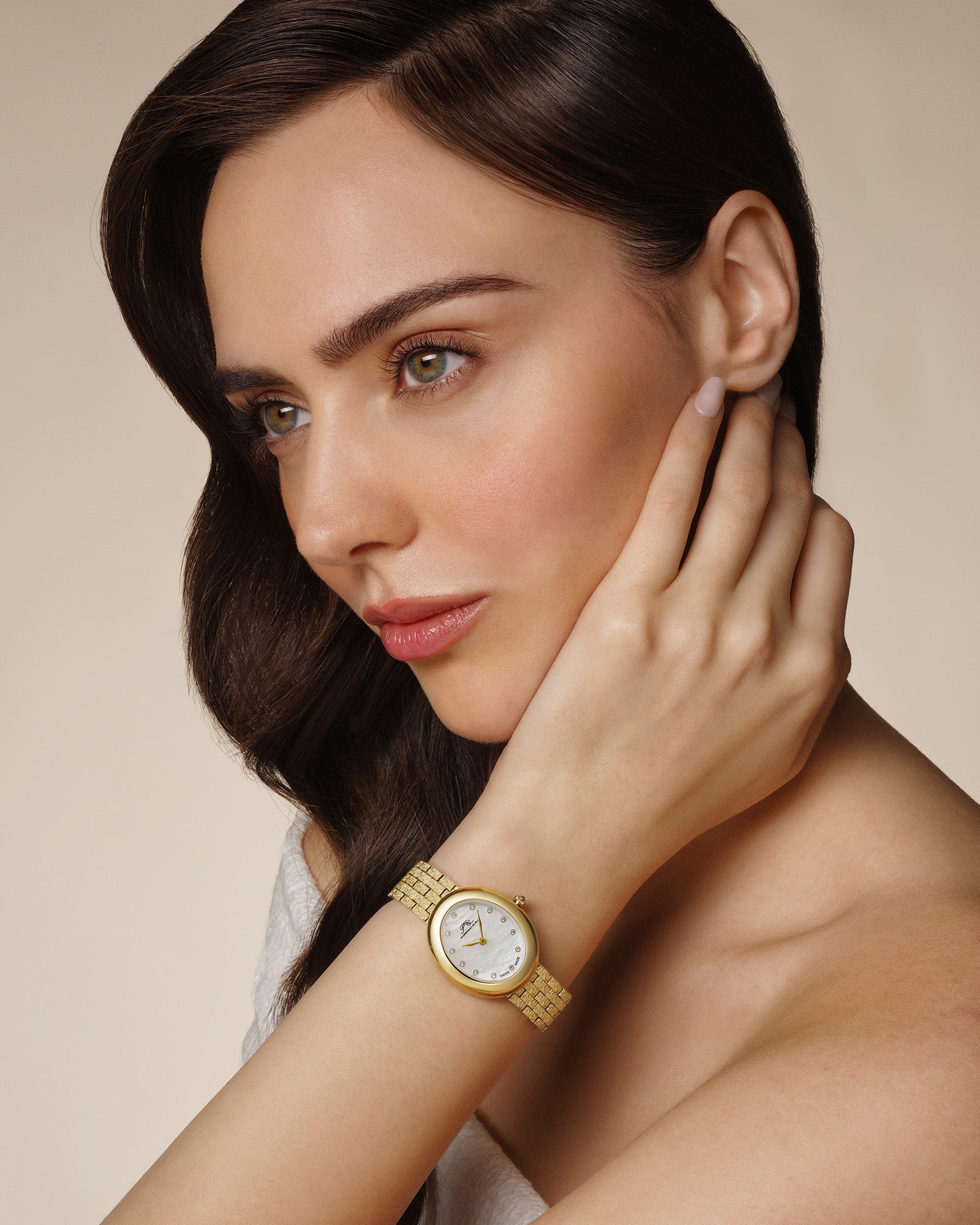 Porsamo Bleu Angelica Oval Stainless Steel Gold Tone Women's Watch 1341BANS